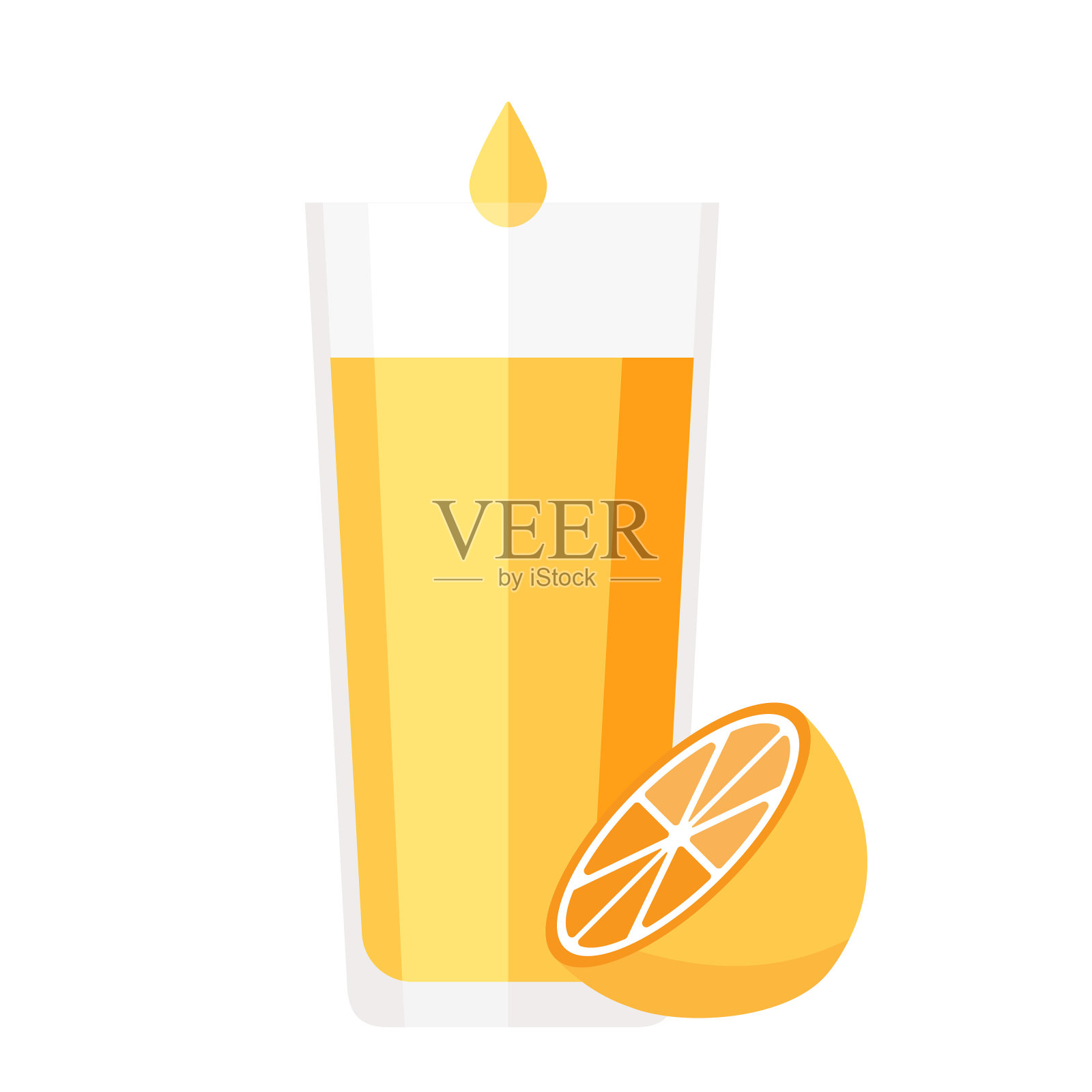 卡通矢量插图孤立的物体新鲜的水果，黄色的柠檬和一杯果汁插画图片素材