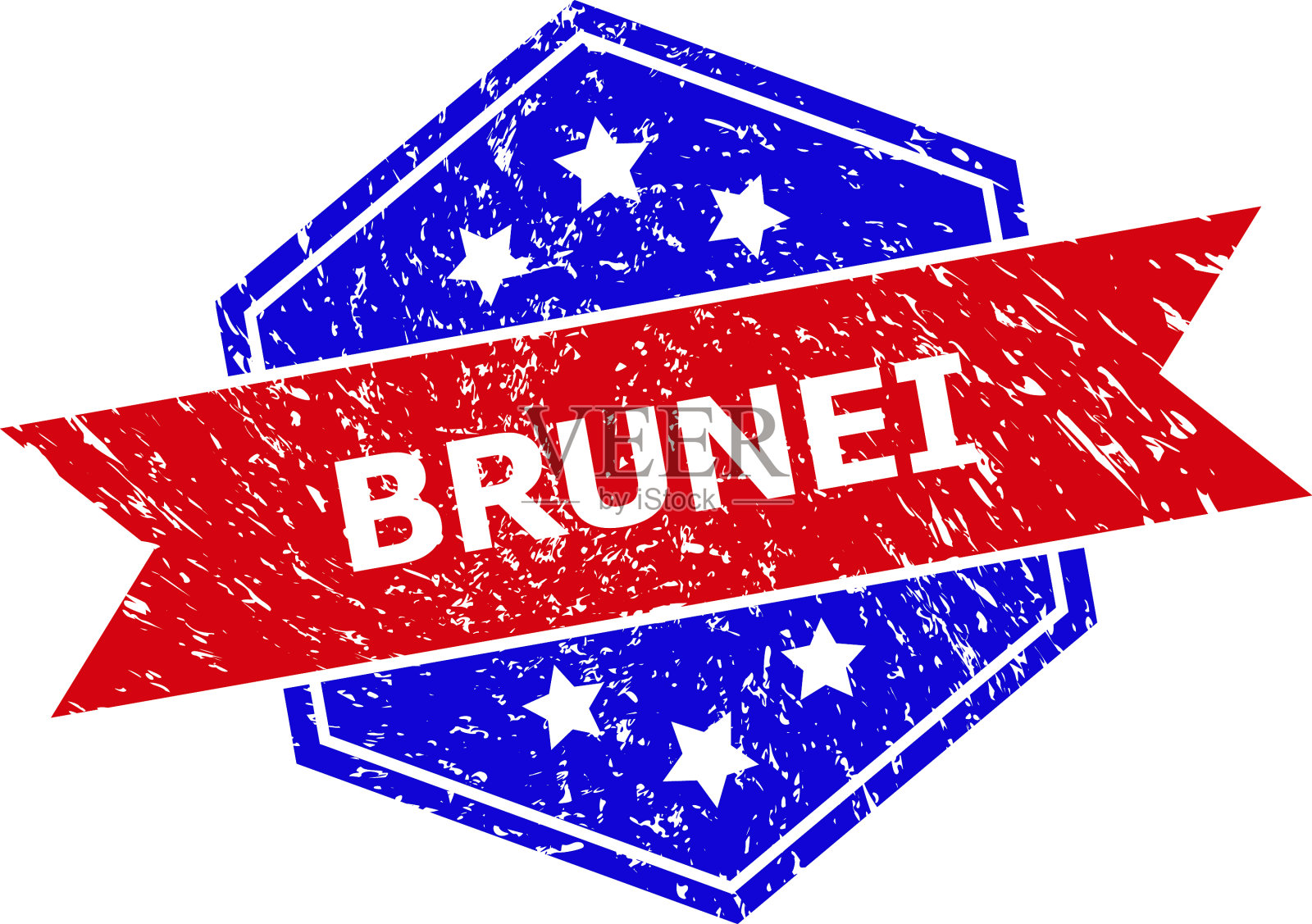 六边形双色文莱橡皮图章用橡胶插画图片素材