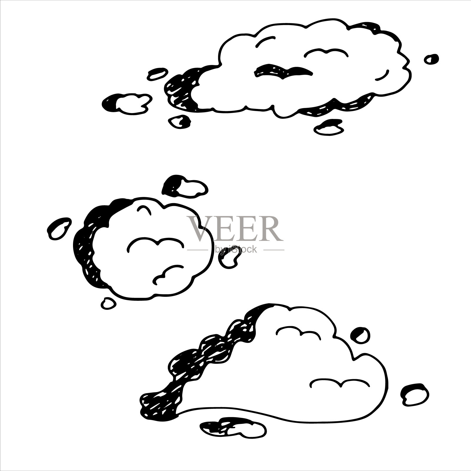 矢量手绘制云彩收集。草图插画图片素材