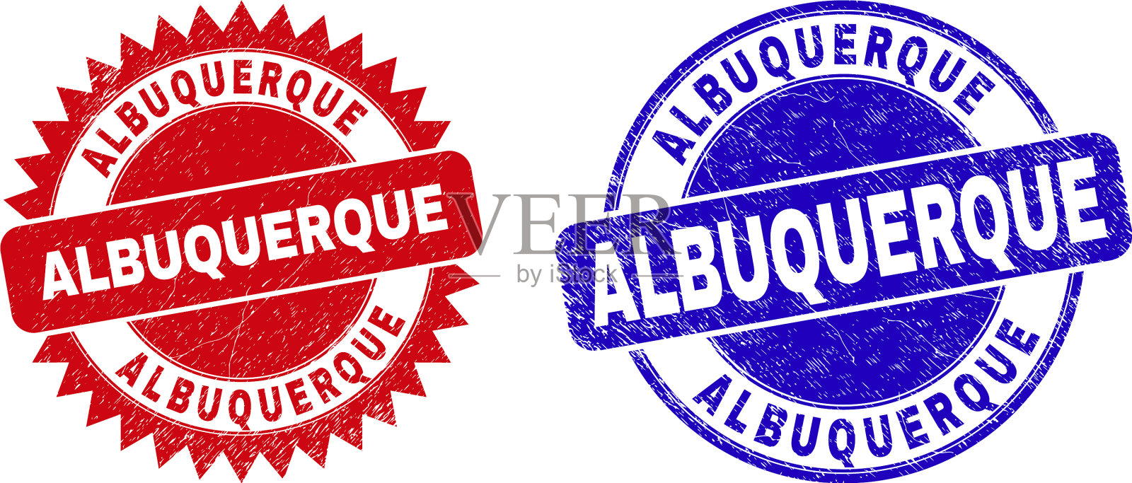 阿尔伯克基圆形和玫瑰形密封与grunged插画图片素材