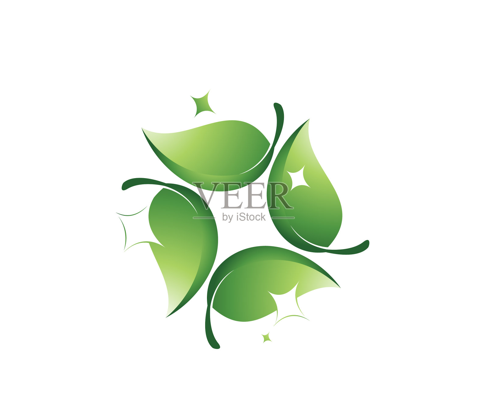 绿色清洁闪闪发光的标志设计模板插画图片素材