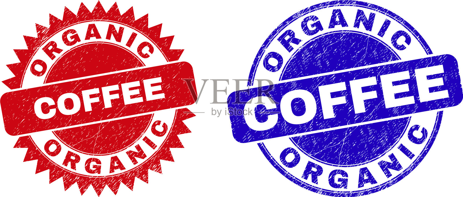 有机咖啡圆形和玫瑰形水印插画图片素材