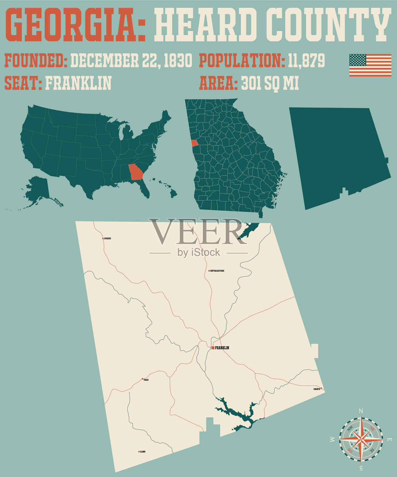 这是乔治亚州的一个县插画图片素材