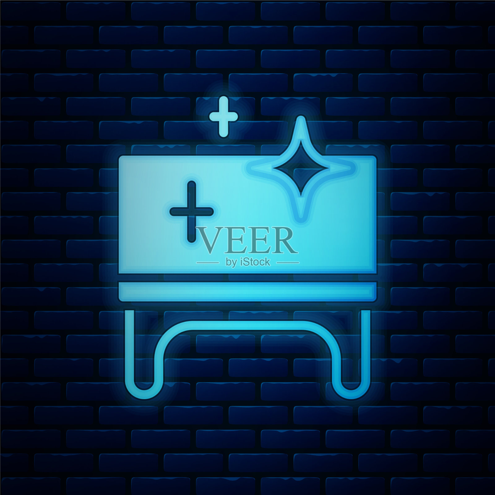 发光的霓虹灯清洁木桌图标孤立图标素材