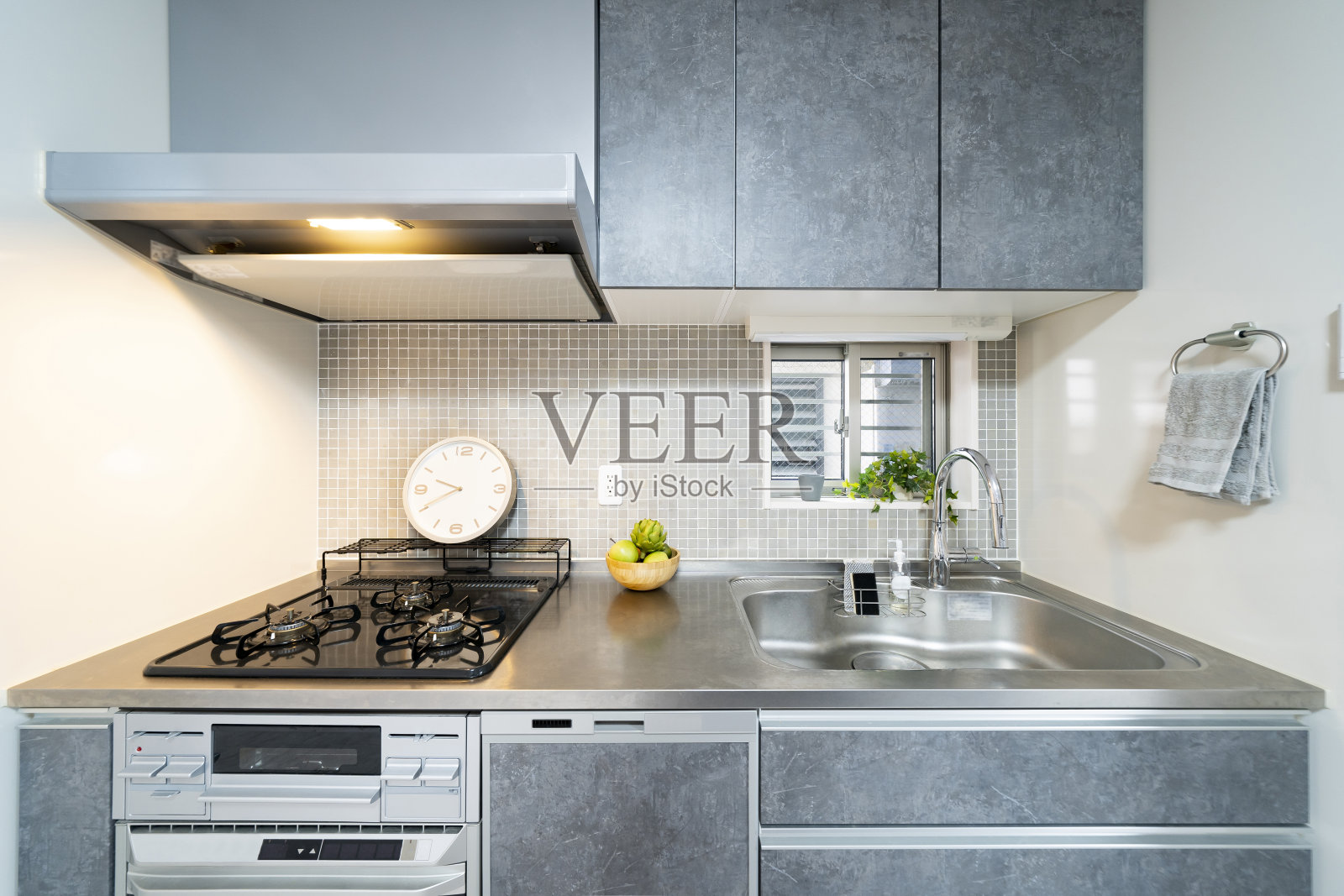 清洁系统厨房，灰色照片摄影图片