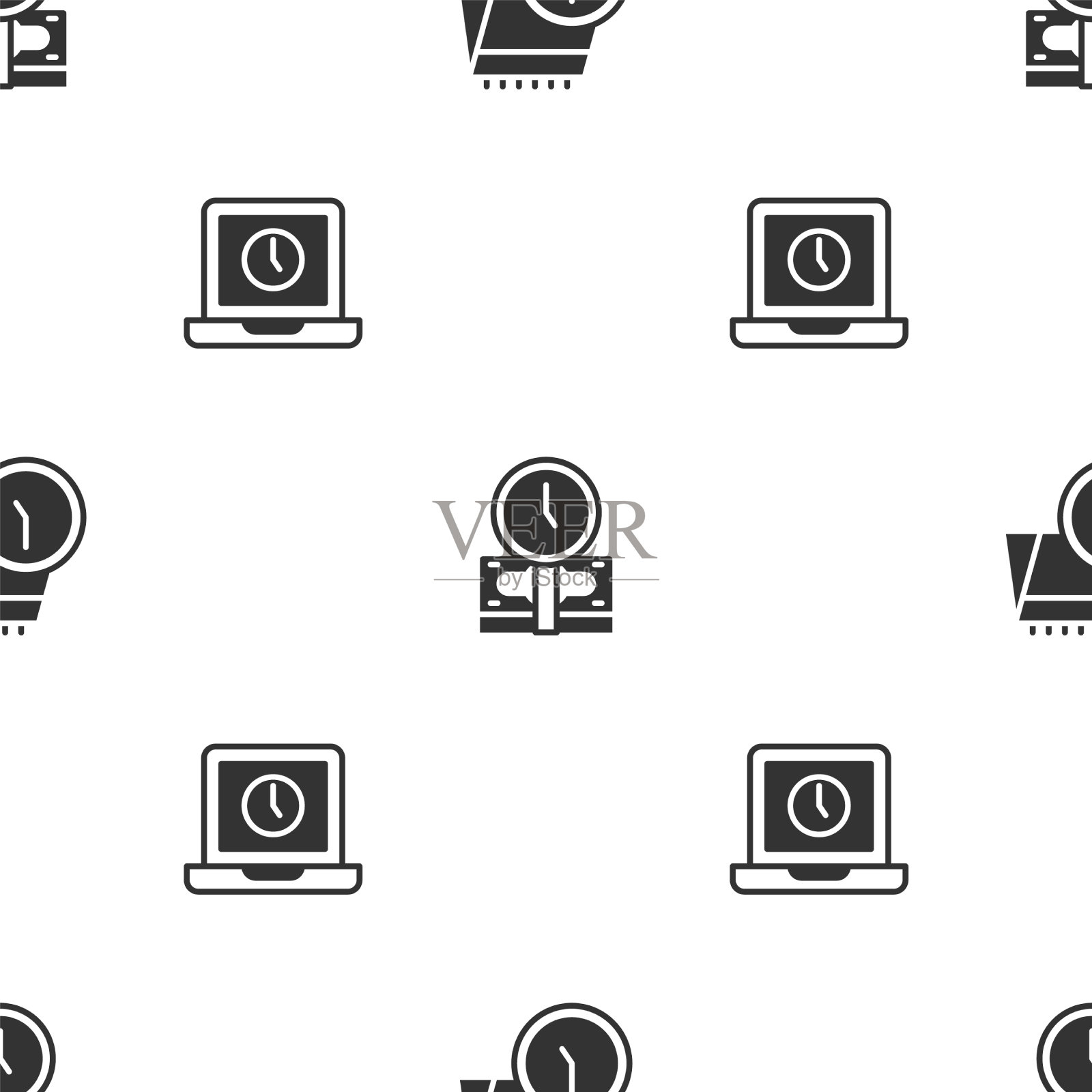 设定日历和时钟时间就是金钱和笔记本电脑图标素材