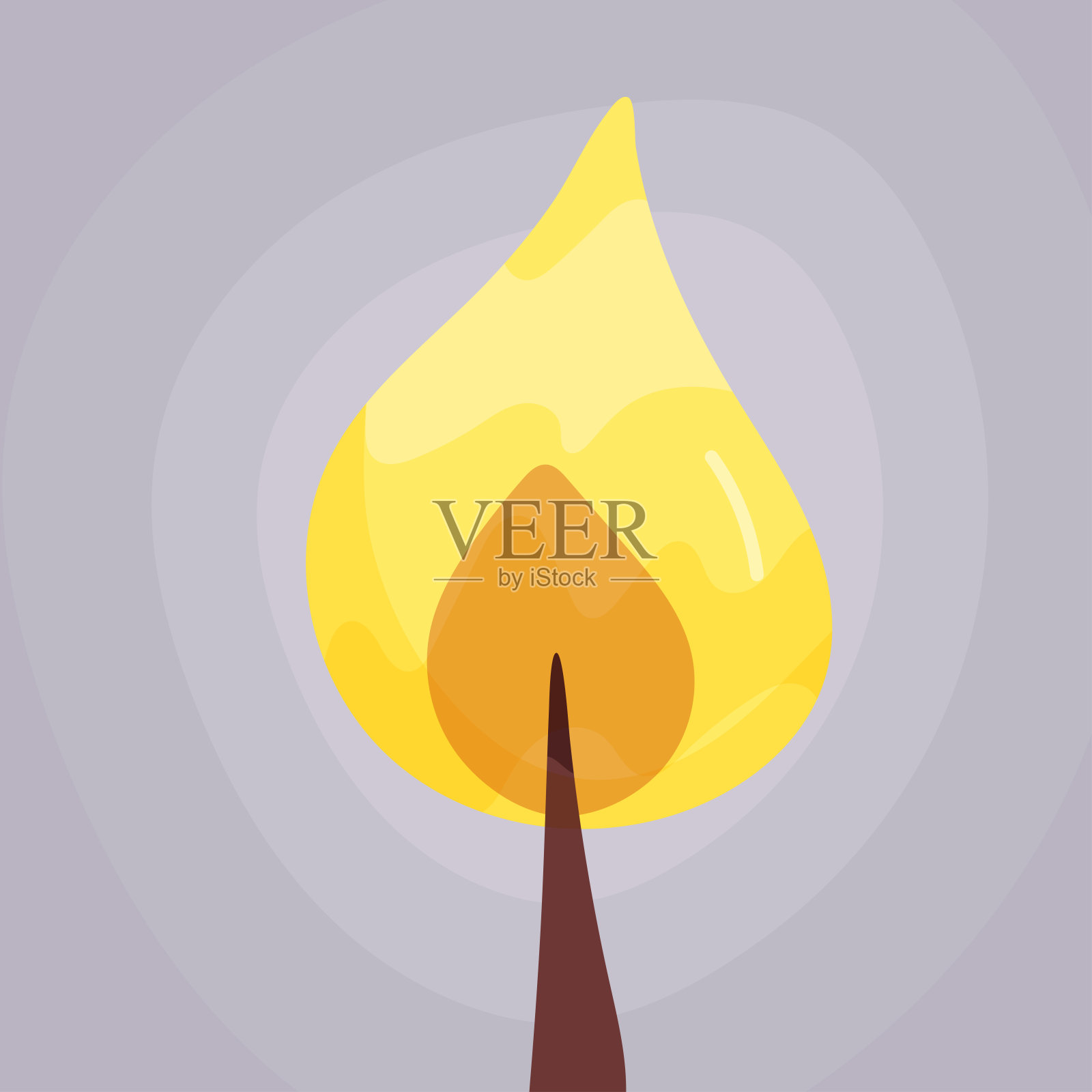 一根火柴和熊熊的火焰。矢量插图在平面风格设计元素图片