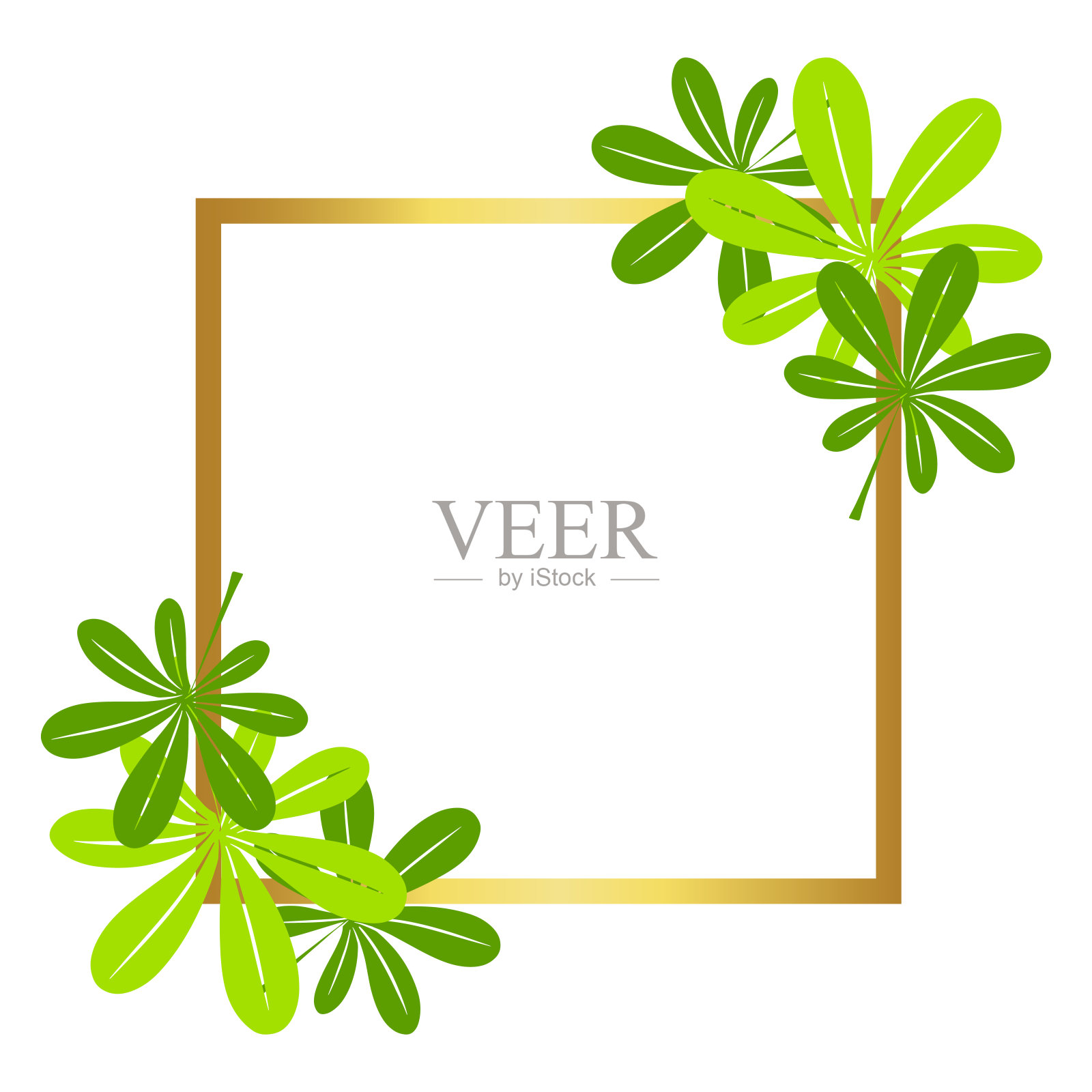 框架的文本。框架设计与树叶。你可以写你自己的文本。邀请。明信片。卡通风格。插画图片素材