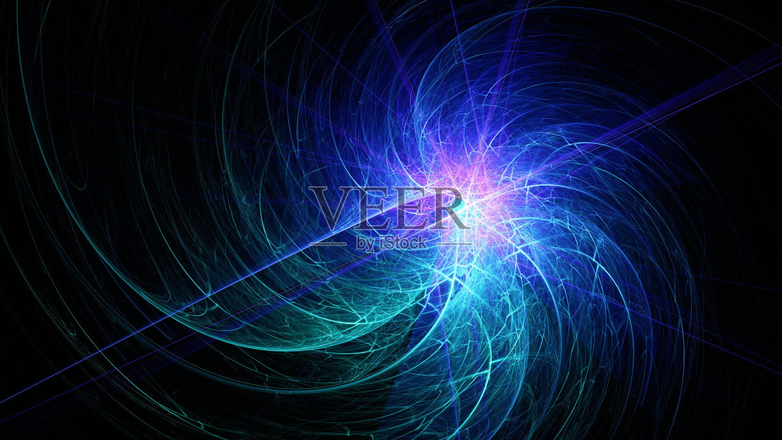 抽象的背景，平滑的多色线上的黑色背景。插画图片素材