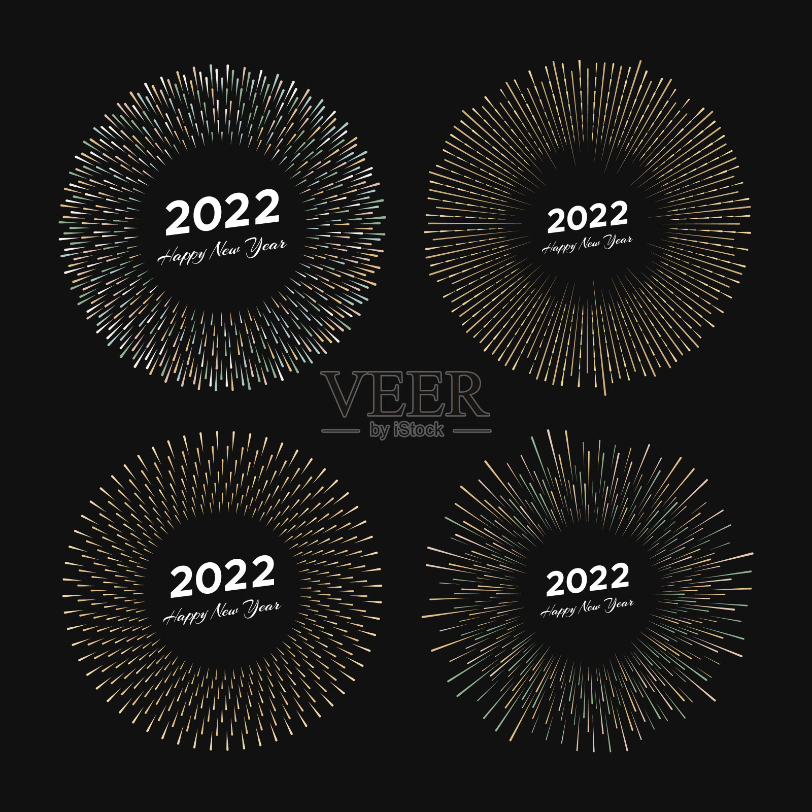 刻有“2022”和“新年快乐”字样的烟花设计模板素材