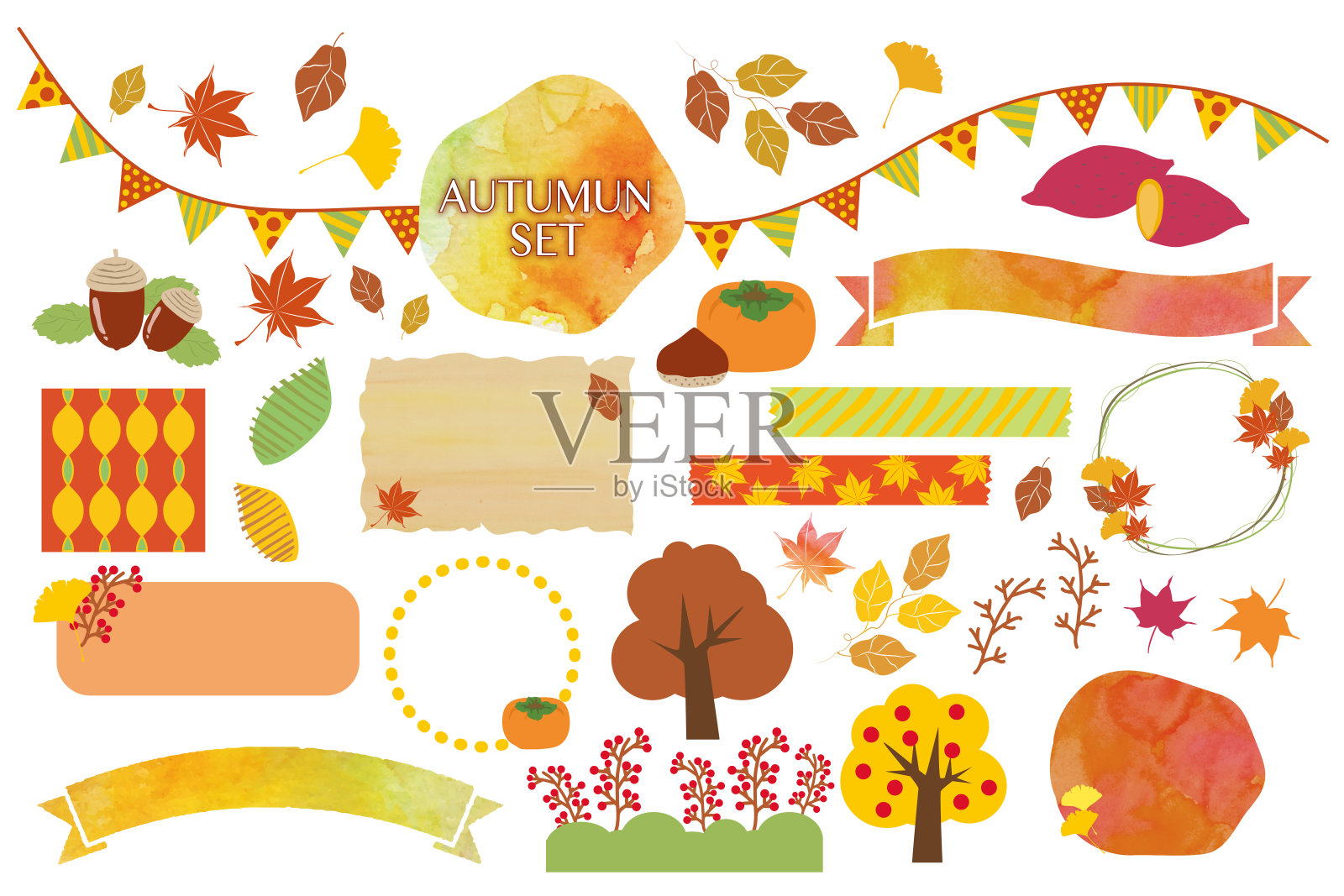 秋天的材料。插画图片素材