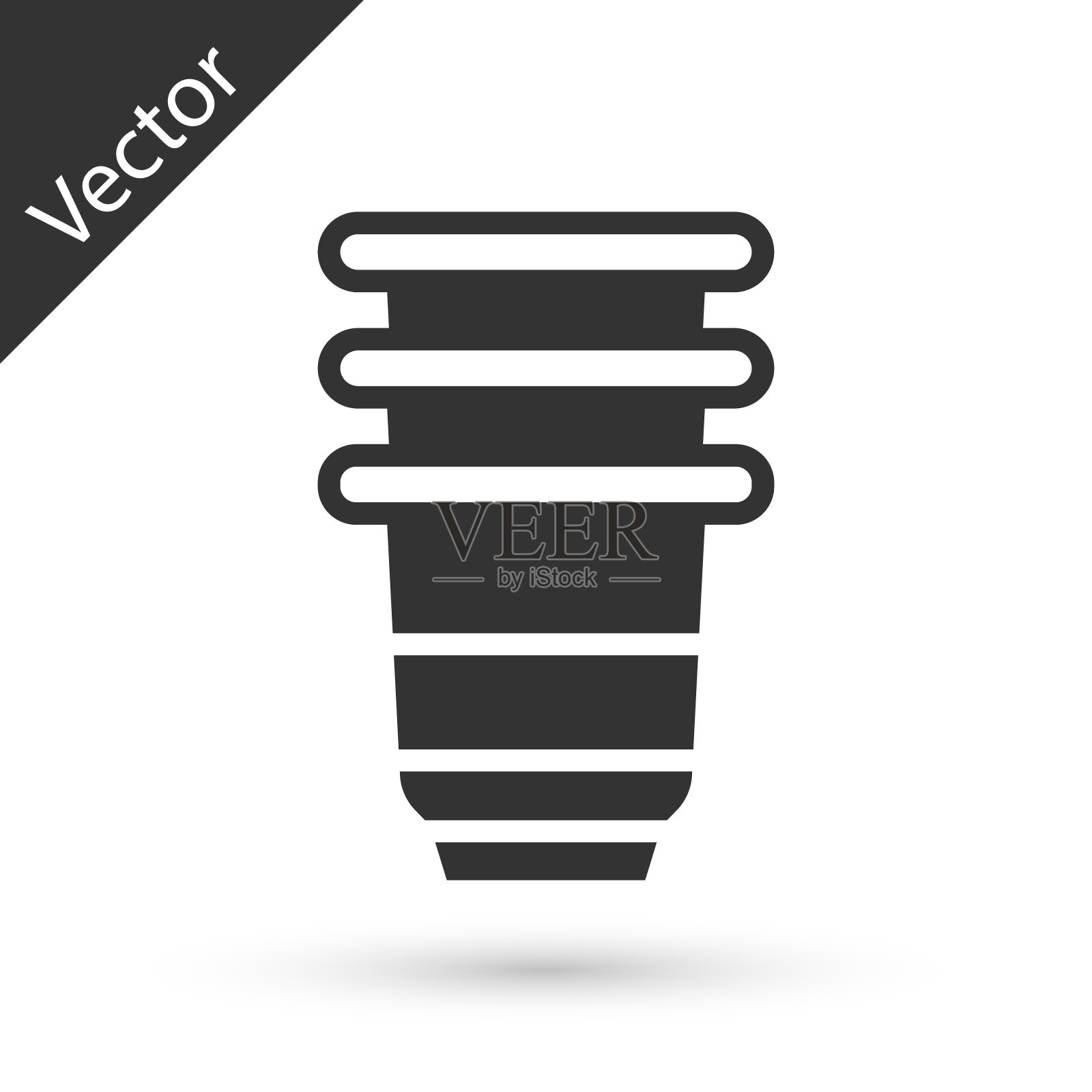 灰色纸玻璃图标孤立在白色背景。苏打饮料的玻璃。新鲜冷饮的象征。向量图标素材