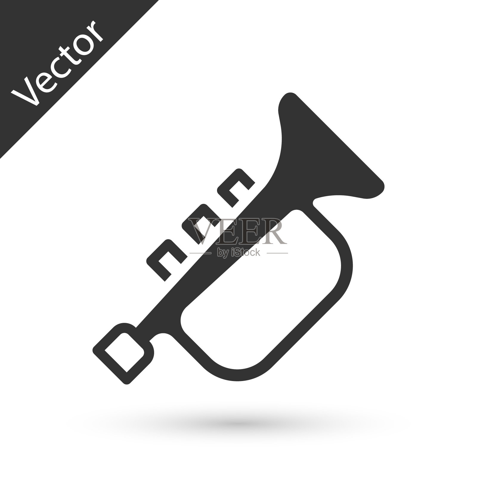 灰色乐器喇叭图标孤立在白色背景。向量插画图片素材