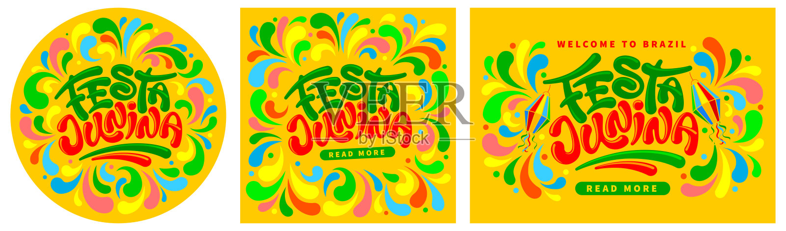 Festa Junina设计集与书法字母插画图片素材