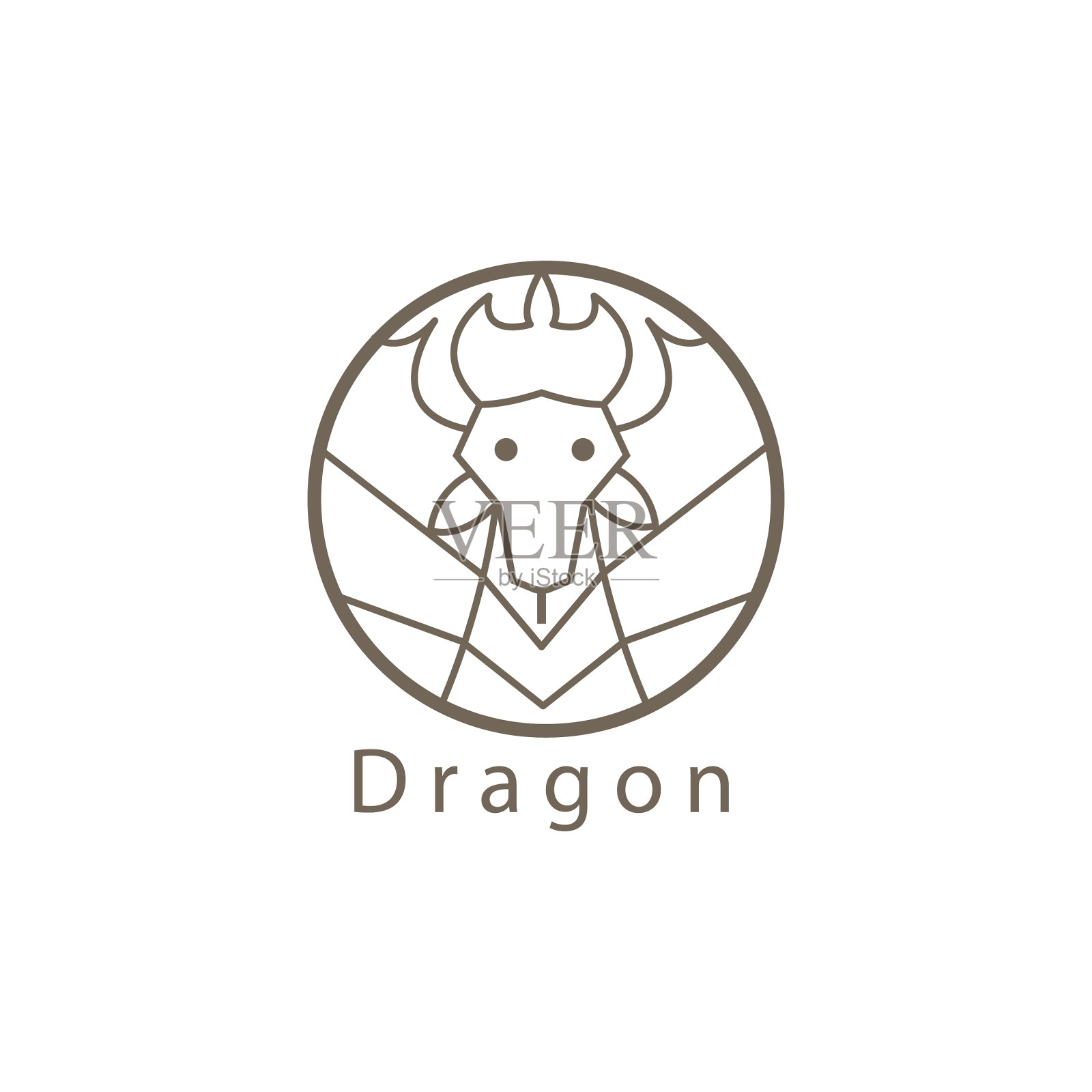 龙轮廓标志抽象色彩设计插画图片素材