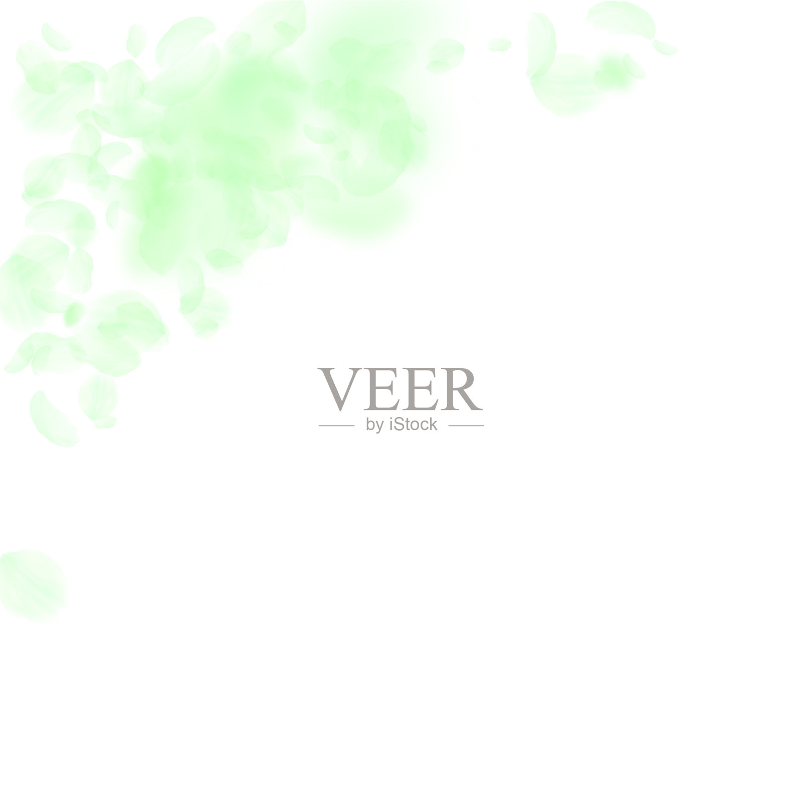 绿色的花瓣飘落下来，宏大浪漫的f插画图片素材