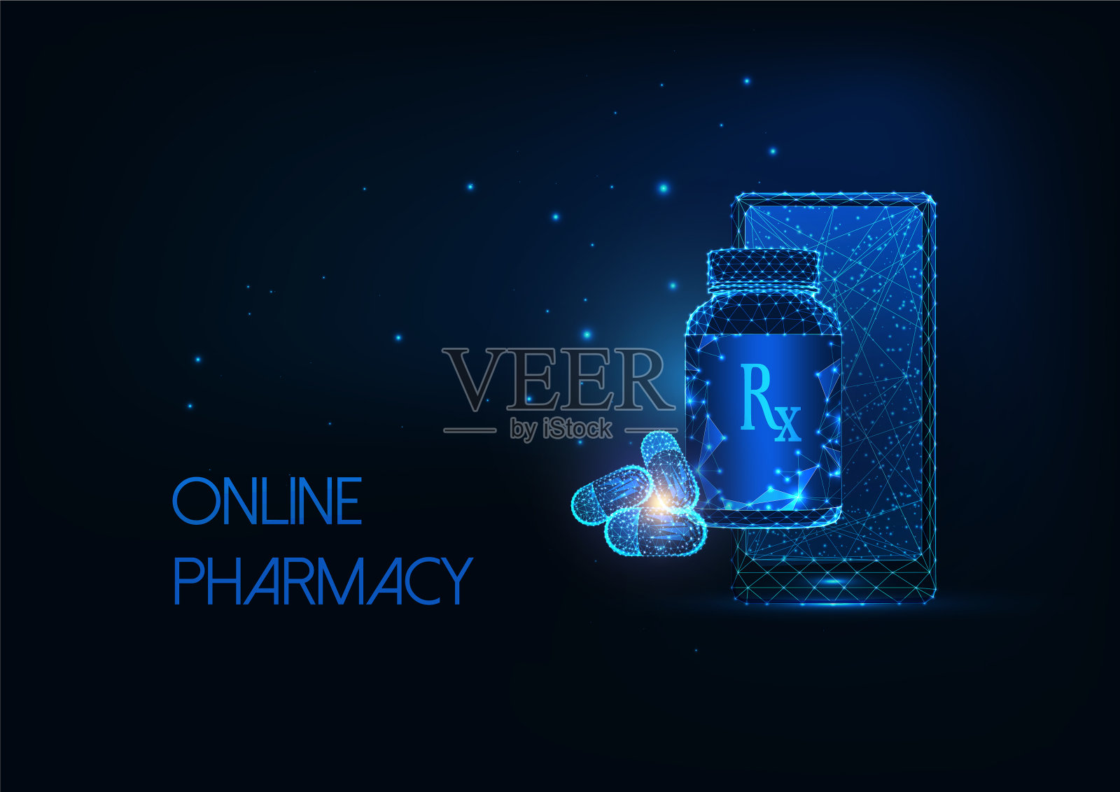 未来在线药房概念与发光插画图片素材