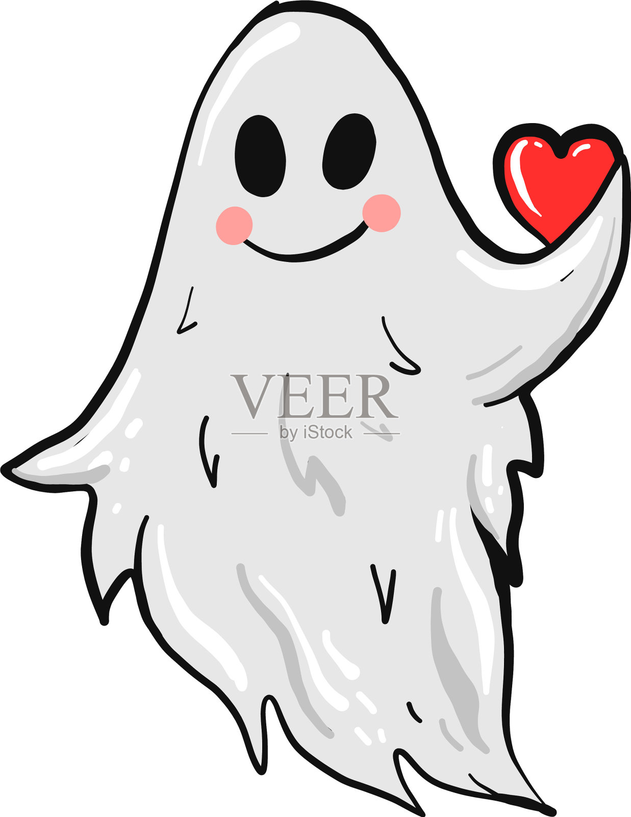 白色背景上有一颗心的快乐鬼设计元素图片