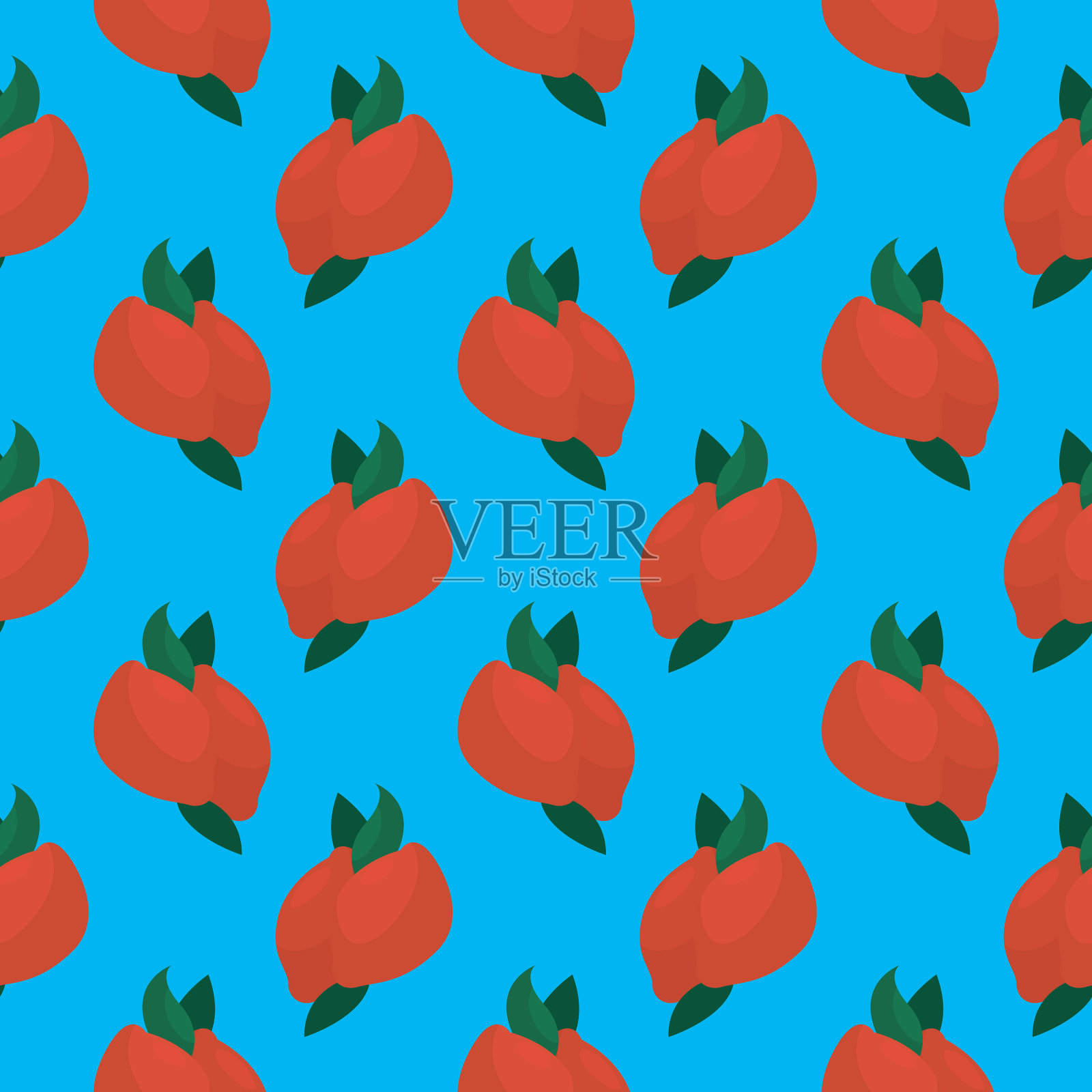 深蓝色背景上的红色基贝贝无缝图案插画图片素材