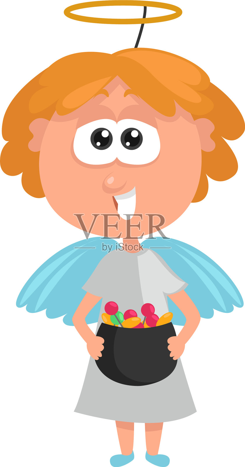 白色背景上的天使服装插画图片素材