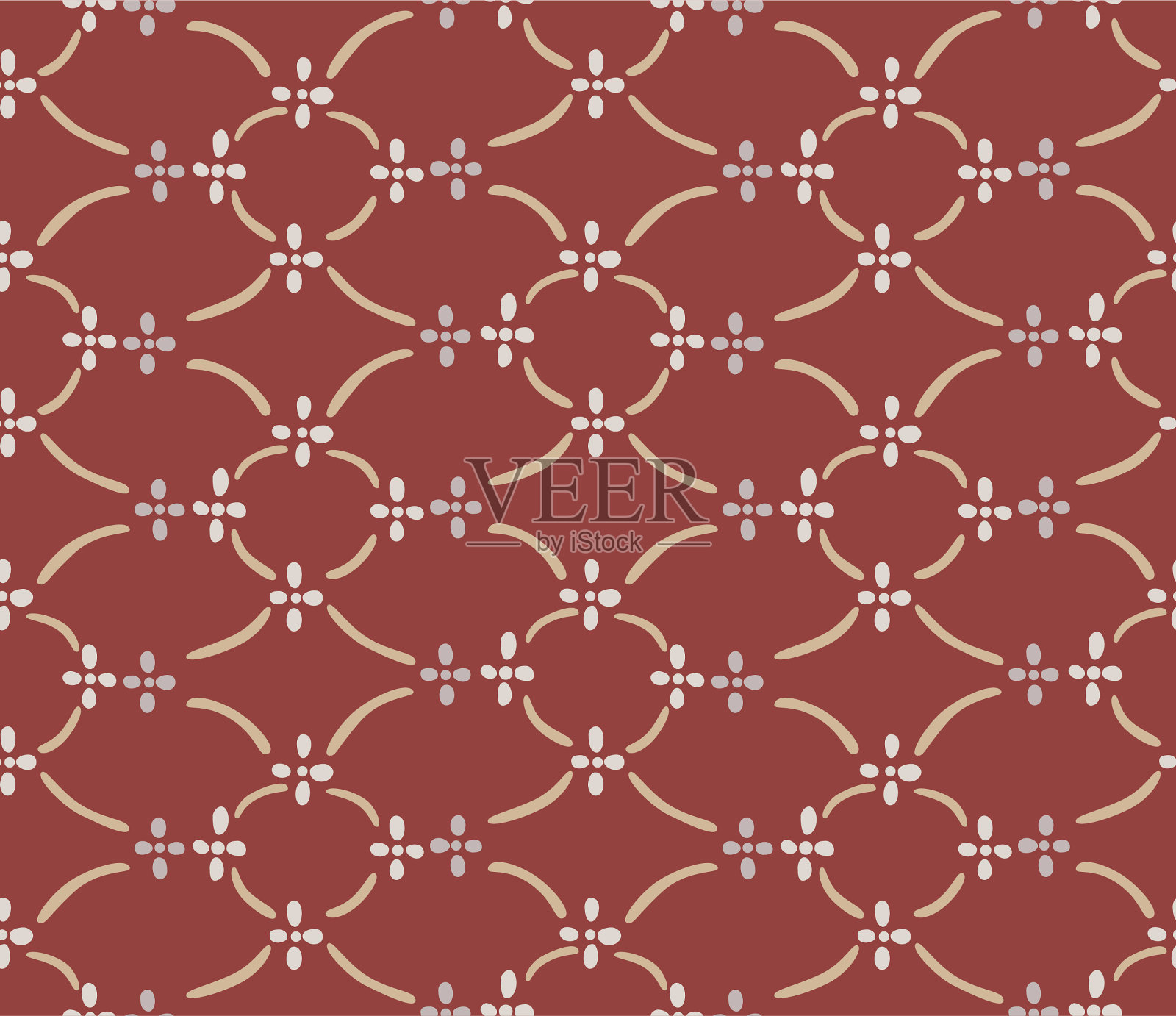 日本花卷曲网矢量无缝模式插画图片素材