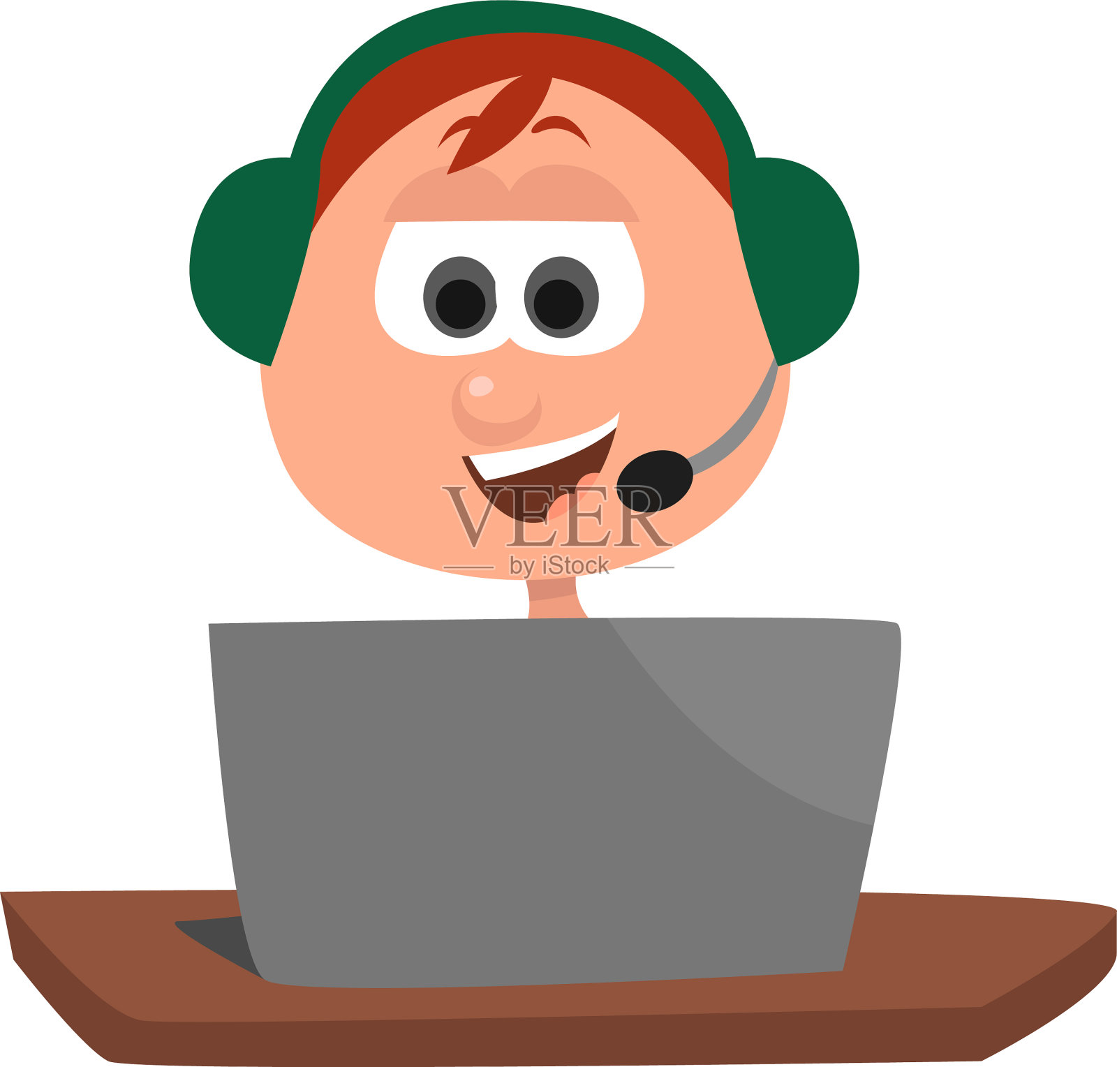 带有白色背景麦克风的耳机插画图片素材