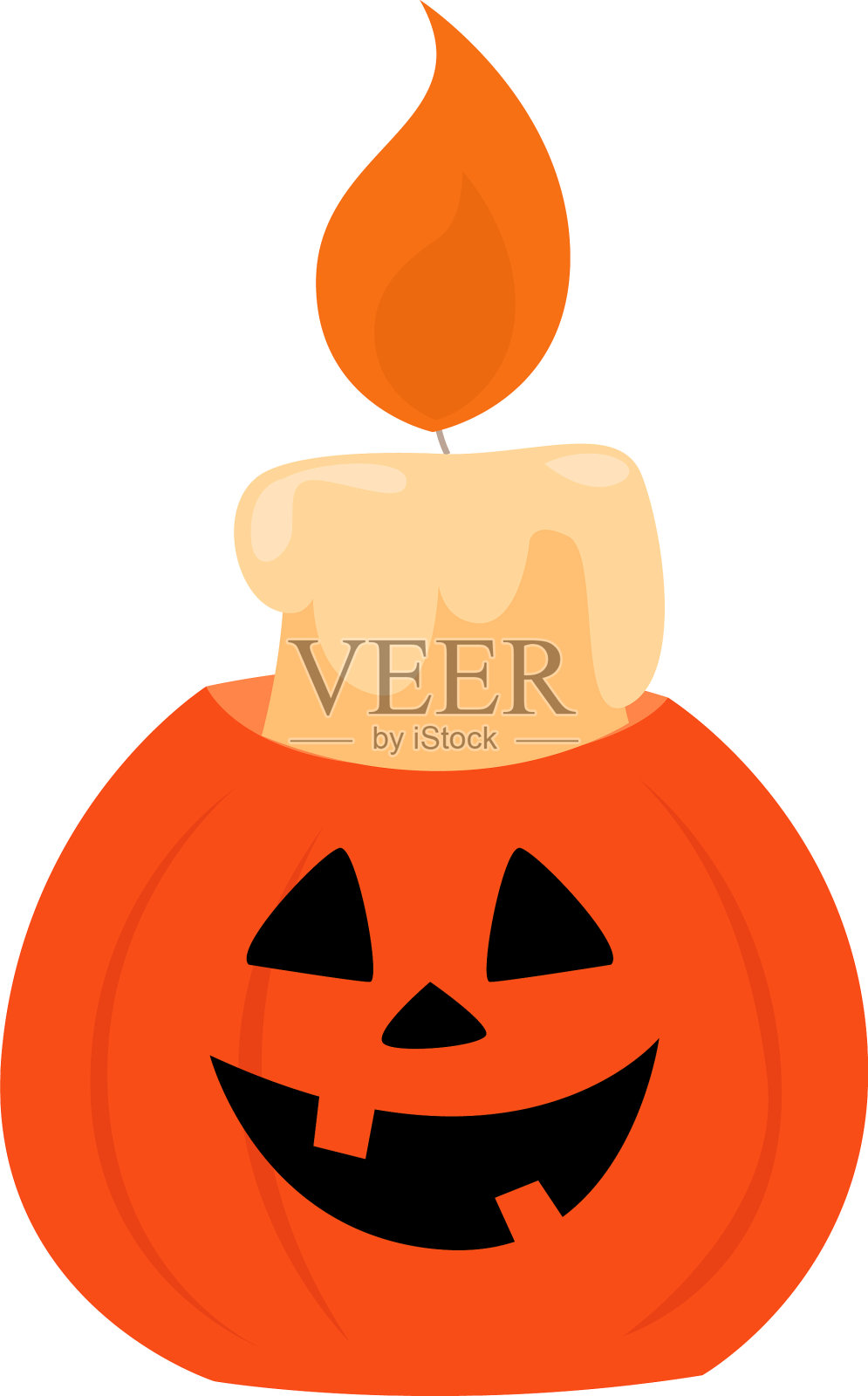 白色背景上的南瓜蜡烛插画图片素材