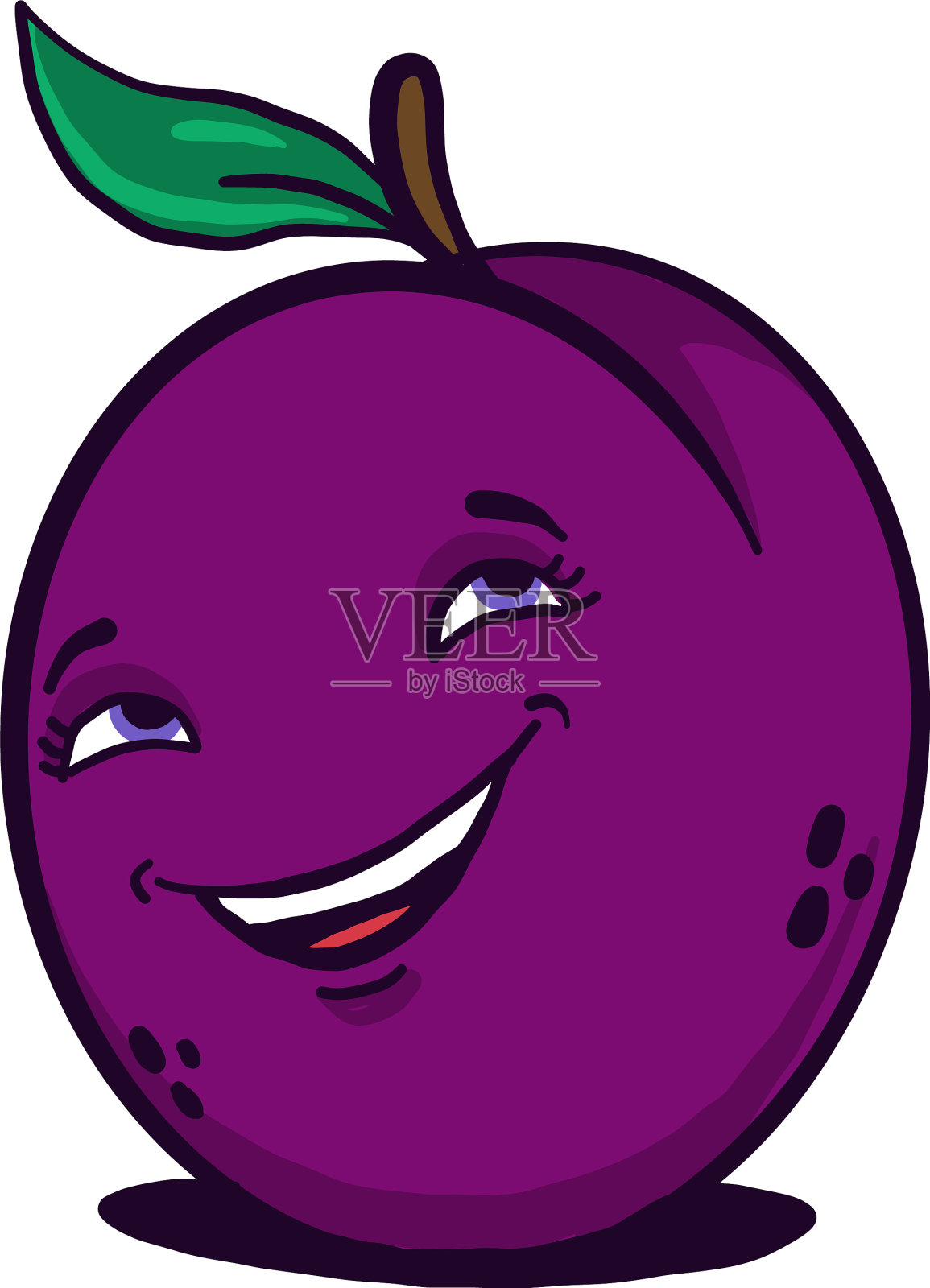 紫色的李子在白色的背景上笑设计元素图片