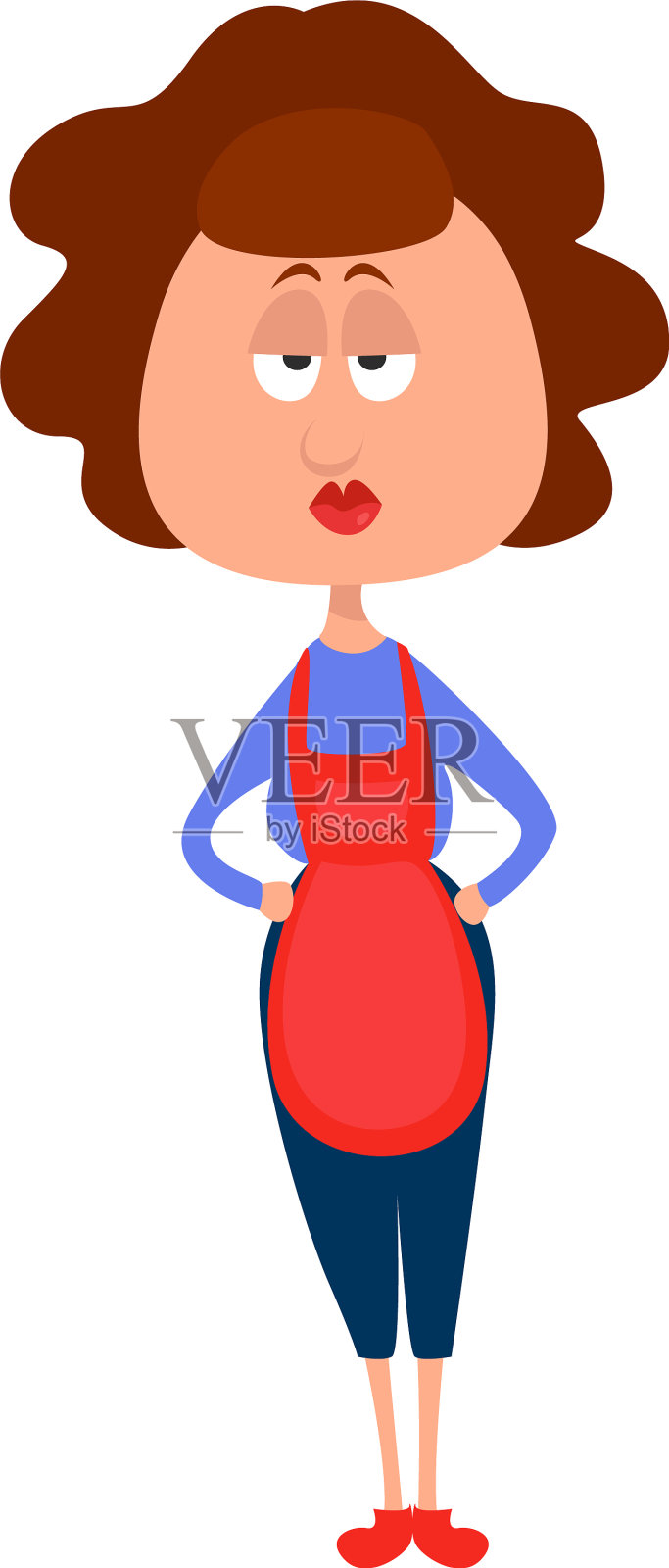 白底上的无聊主妇插画图片素材