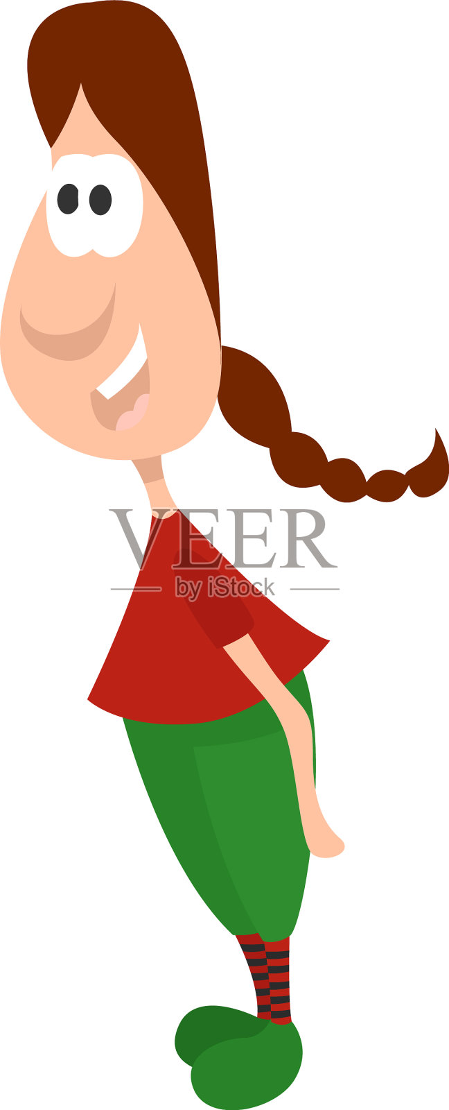 白色背景上穿着彩色袜子的女孩插画图片素材