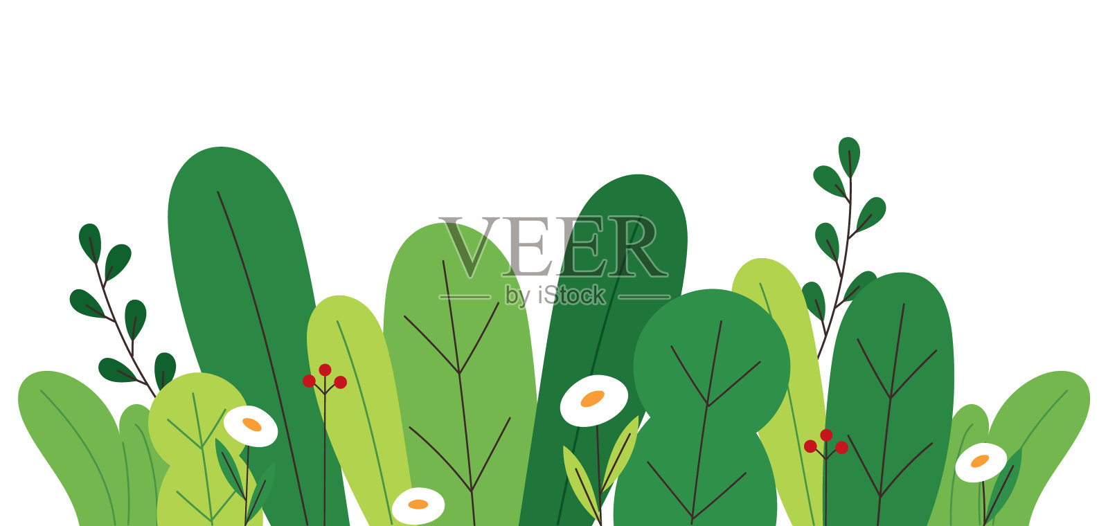 草和花的背景。插画图片素材