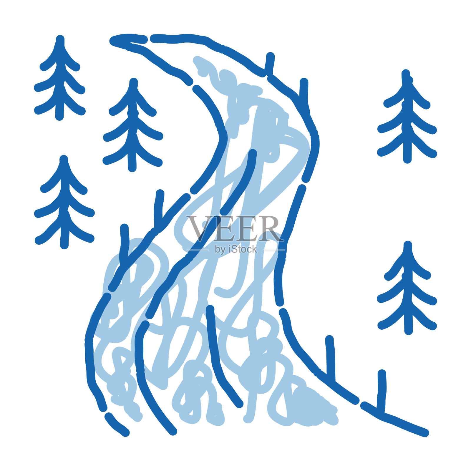 滑雪跑道涂鸦图标手绘插图插画图片素材