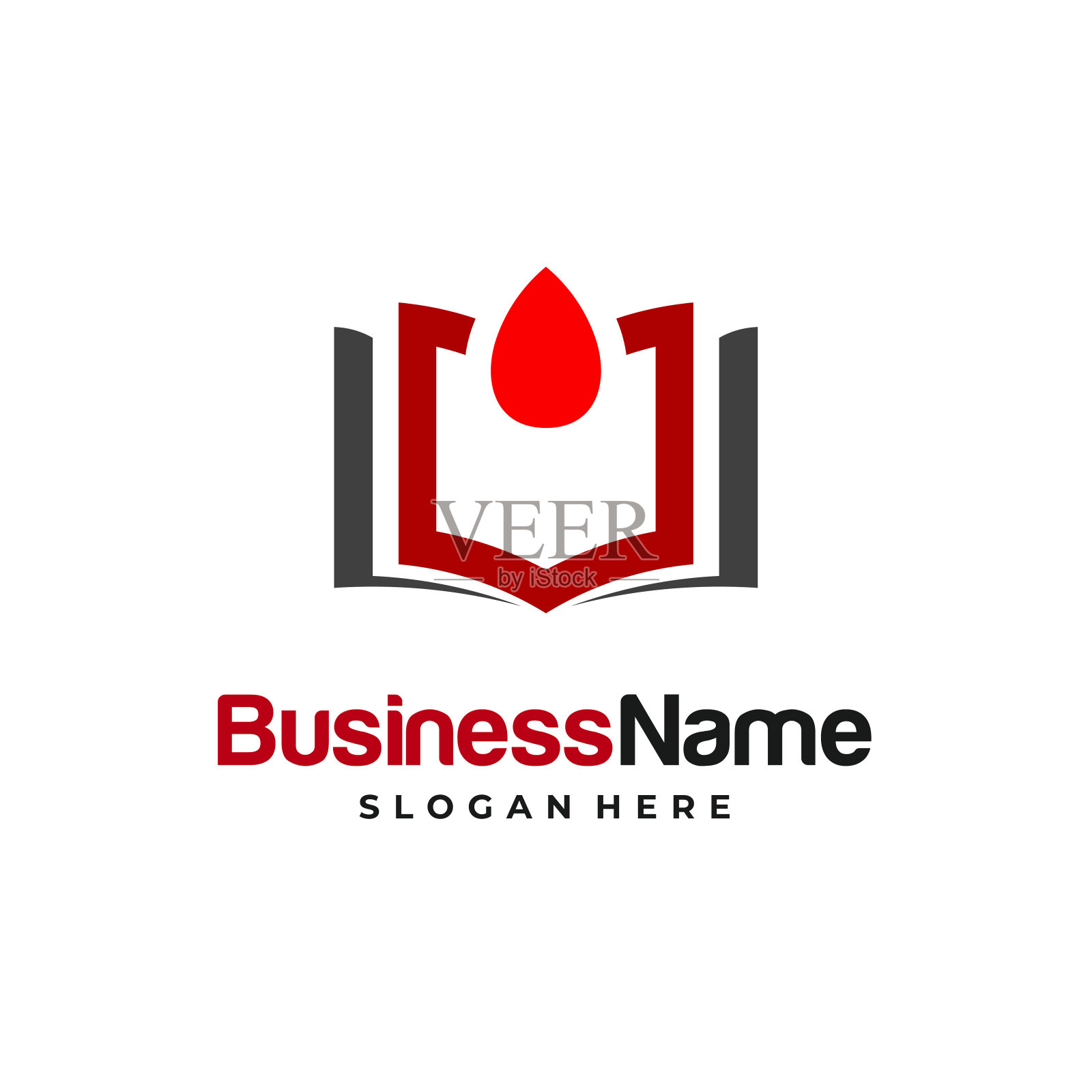 血液护理标志设计概念矢量，血液和书籍符号图标模板，教育标志插画图片素材