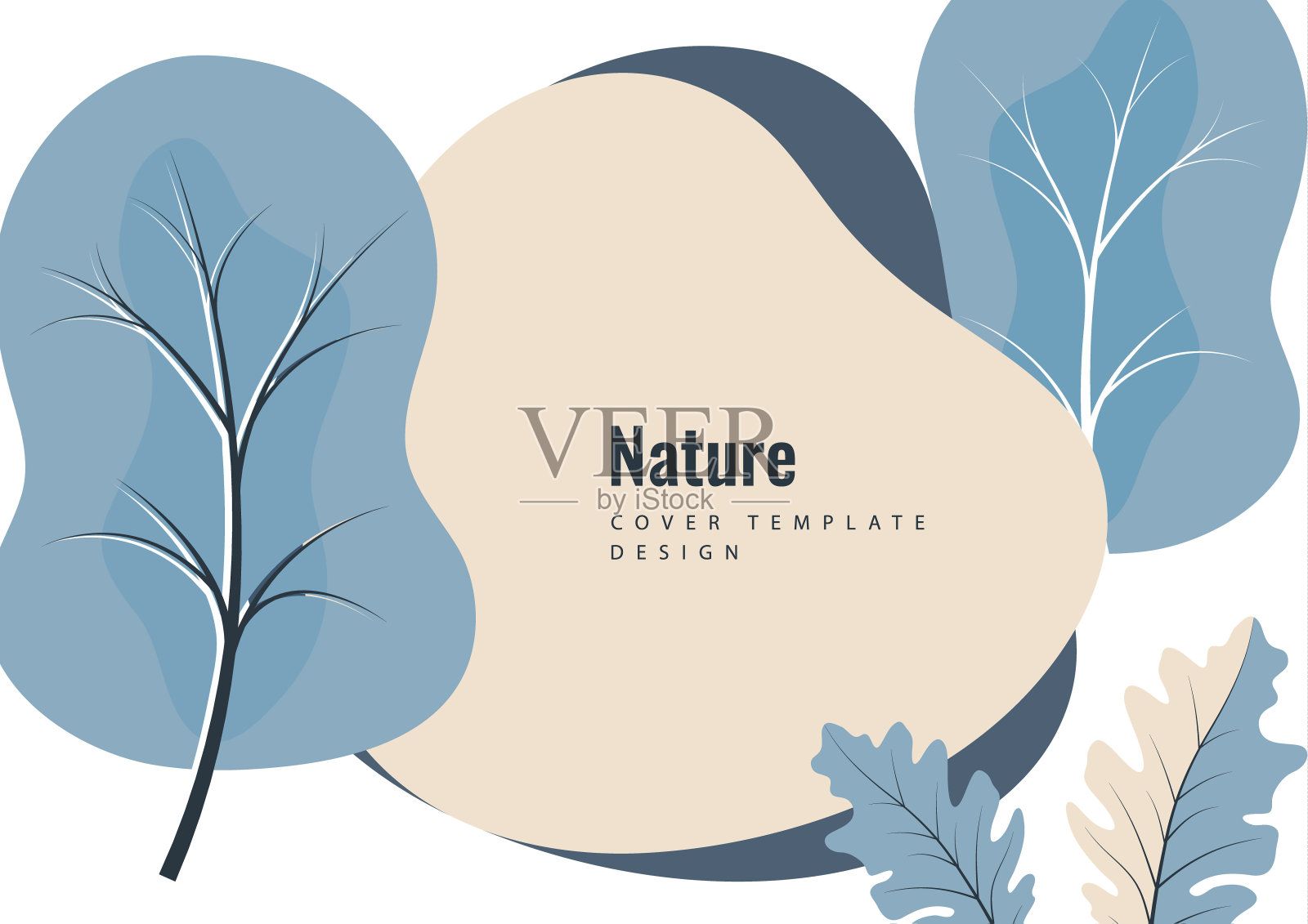 创意植物背景，橡树叶，树木。自然的产品概念。向量插画图片素材