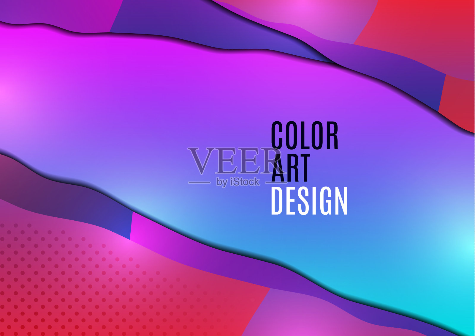 明亮的波浪三角形。渐变颜色。几何现成模板为网页，印刷，封面，设计。向量插画图片素材