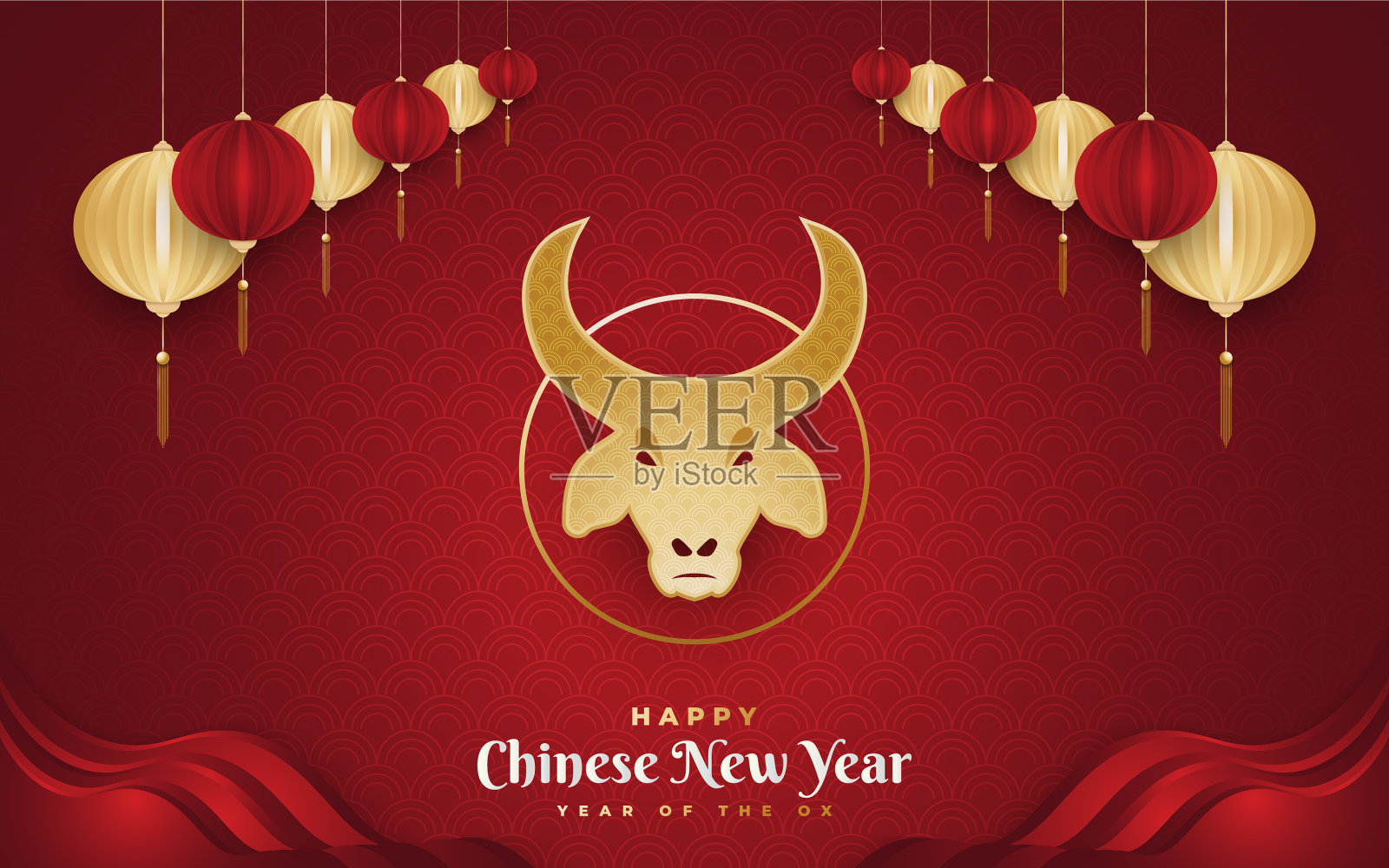 春节快乐，2021年牛年横幅设计模板素材