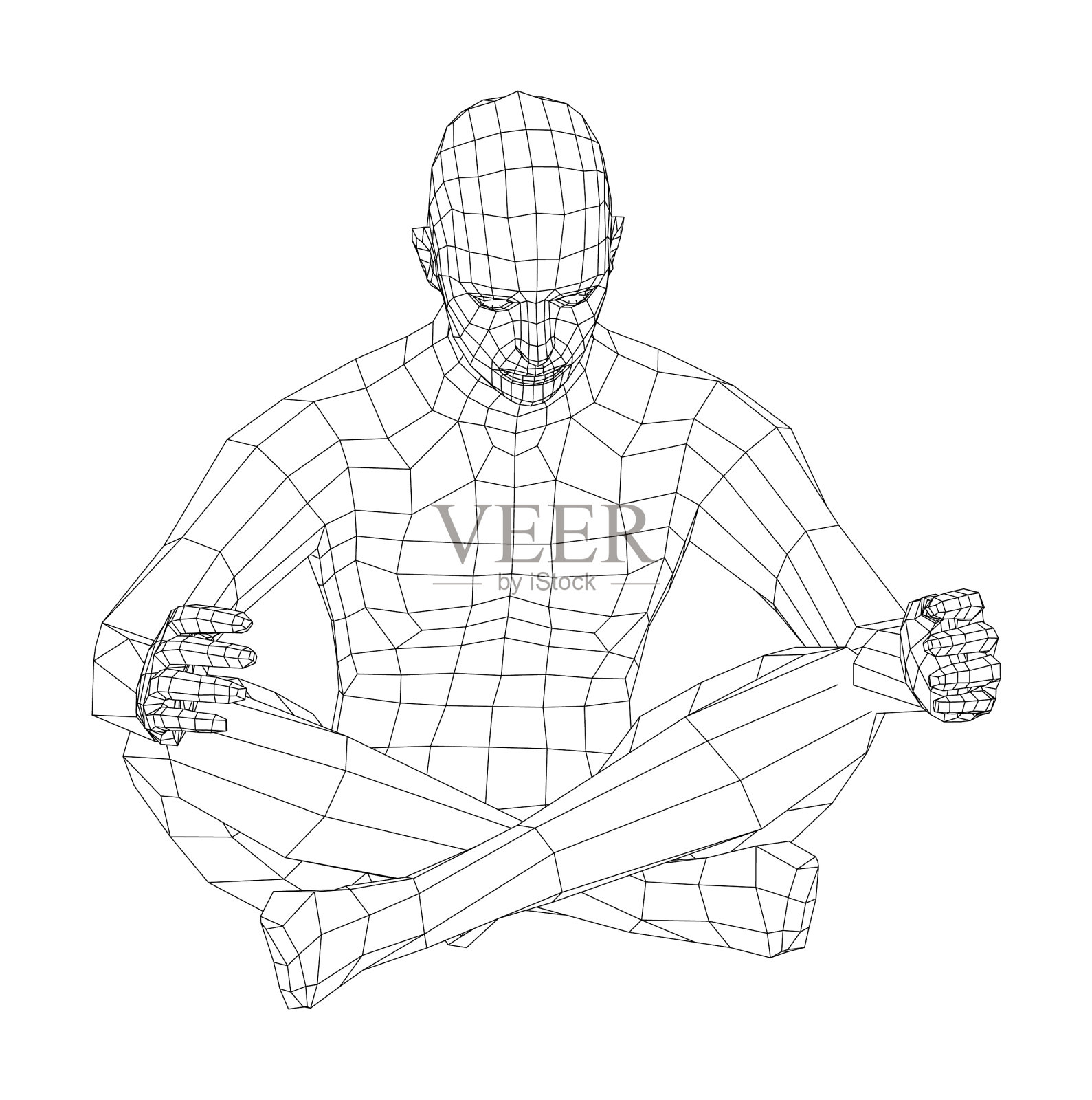 线框人放松在莲花的位置设计元素图片