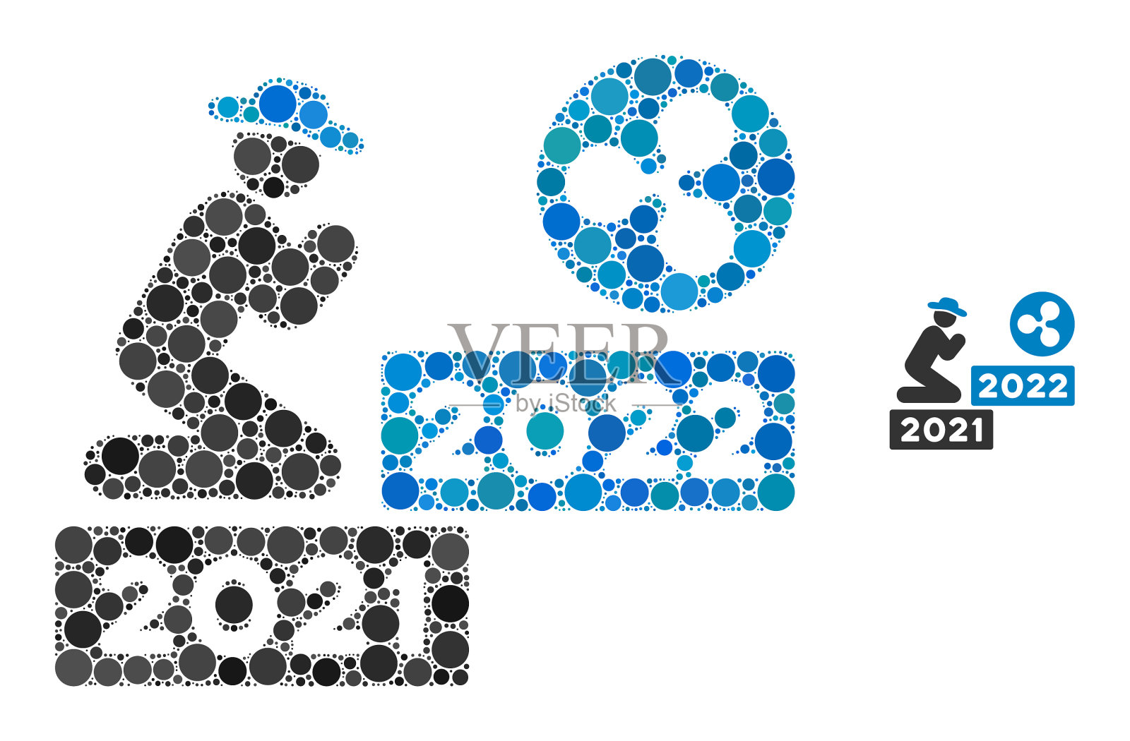 君子祈祷涟漪2022马赛克圆点插画图片素材