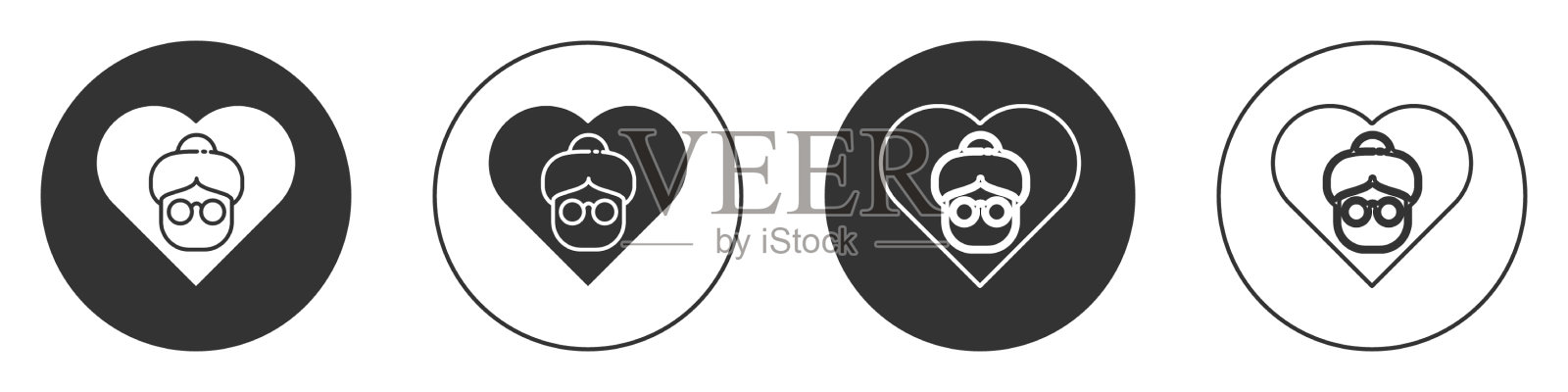 黑人祖母图标孤立在白色上插画图片素材