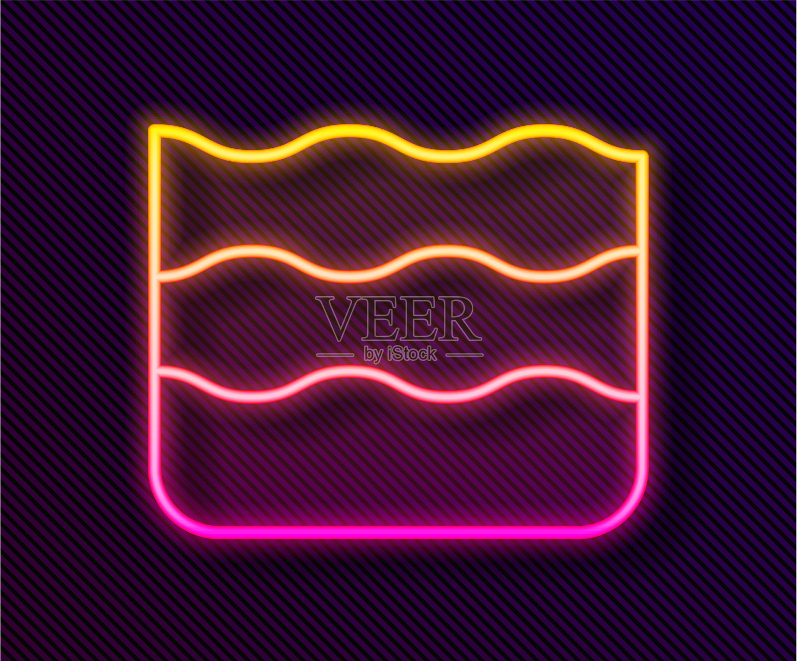 发光的霓虹灯线波图标孤立在黑色插画图片素材