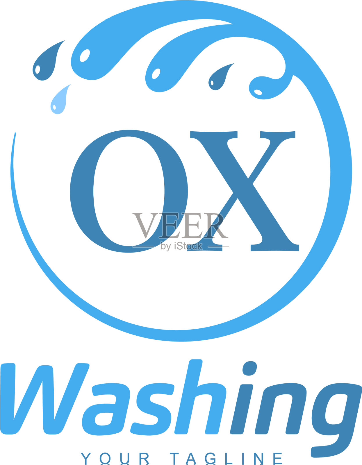 牛字设计与水洗标志现代字母插画图片素材