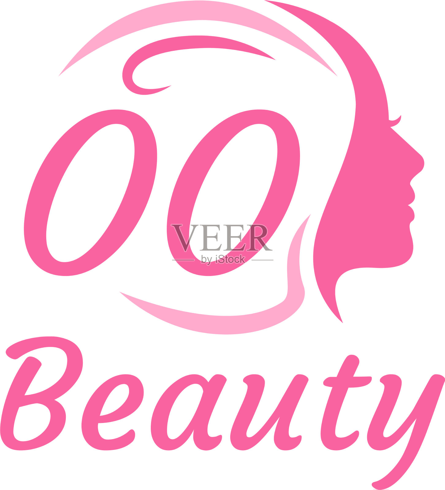 Oo字母标志设计具有女性优雅的面容插画图片素材