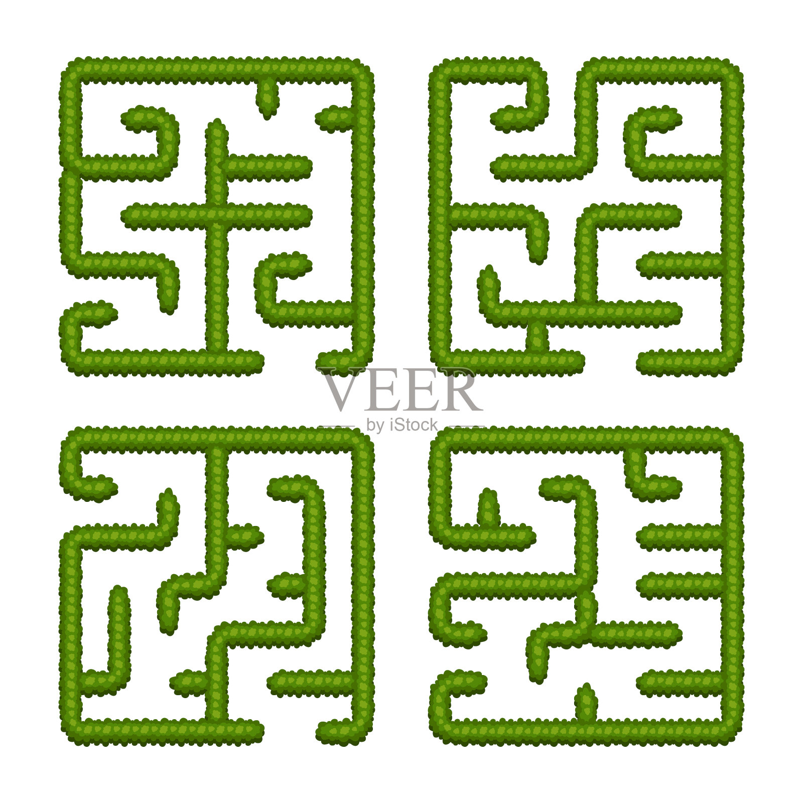 设置教育逻辑游戏的丛林迷宫插画图片素材