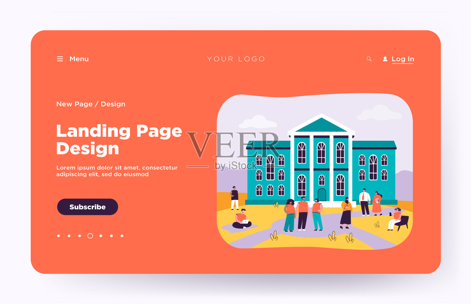 快乐的混血儿赛跑学生走在大学前面插画图片素材