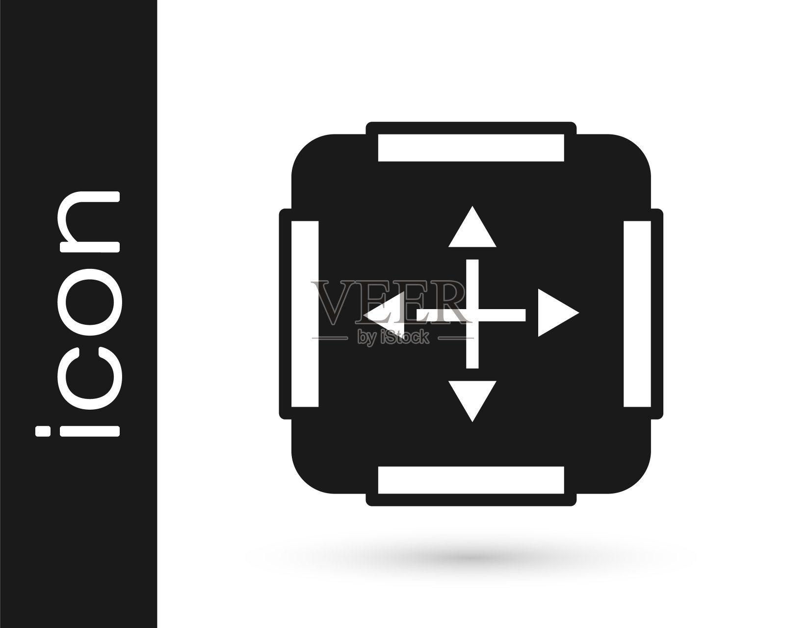 黑色面积测量图标，白色背景，矢量图图标素材