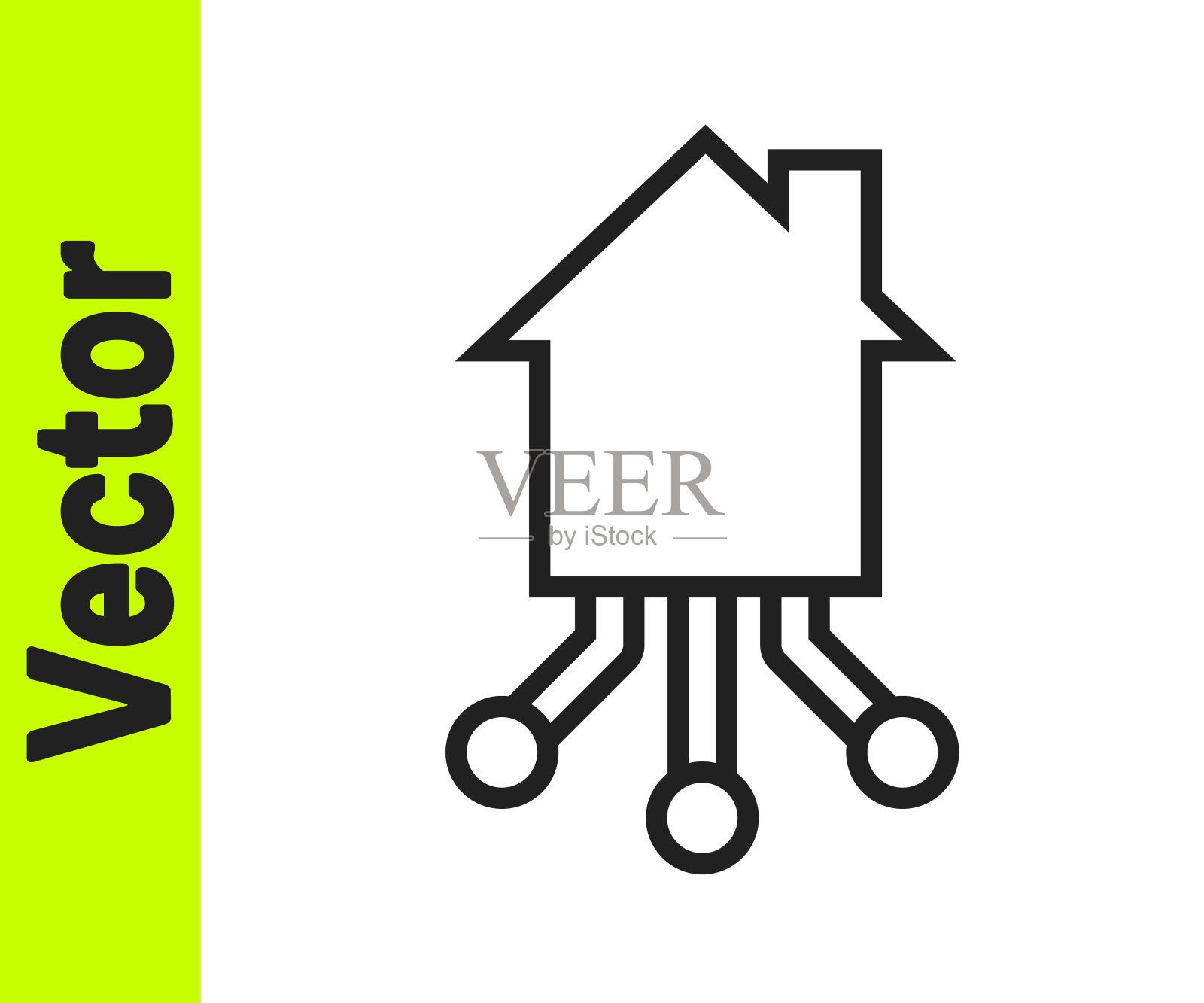 黑线智能家居图标隔离在白色背景。远程控制。向量插画图片素材