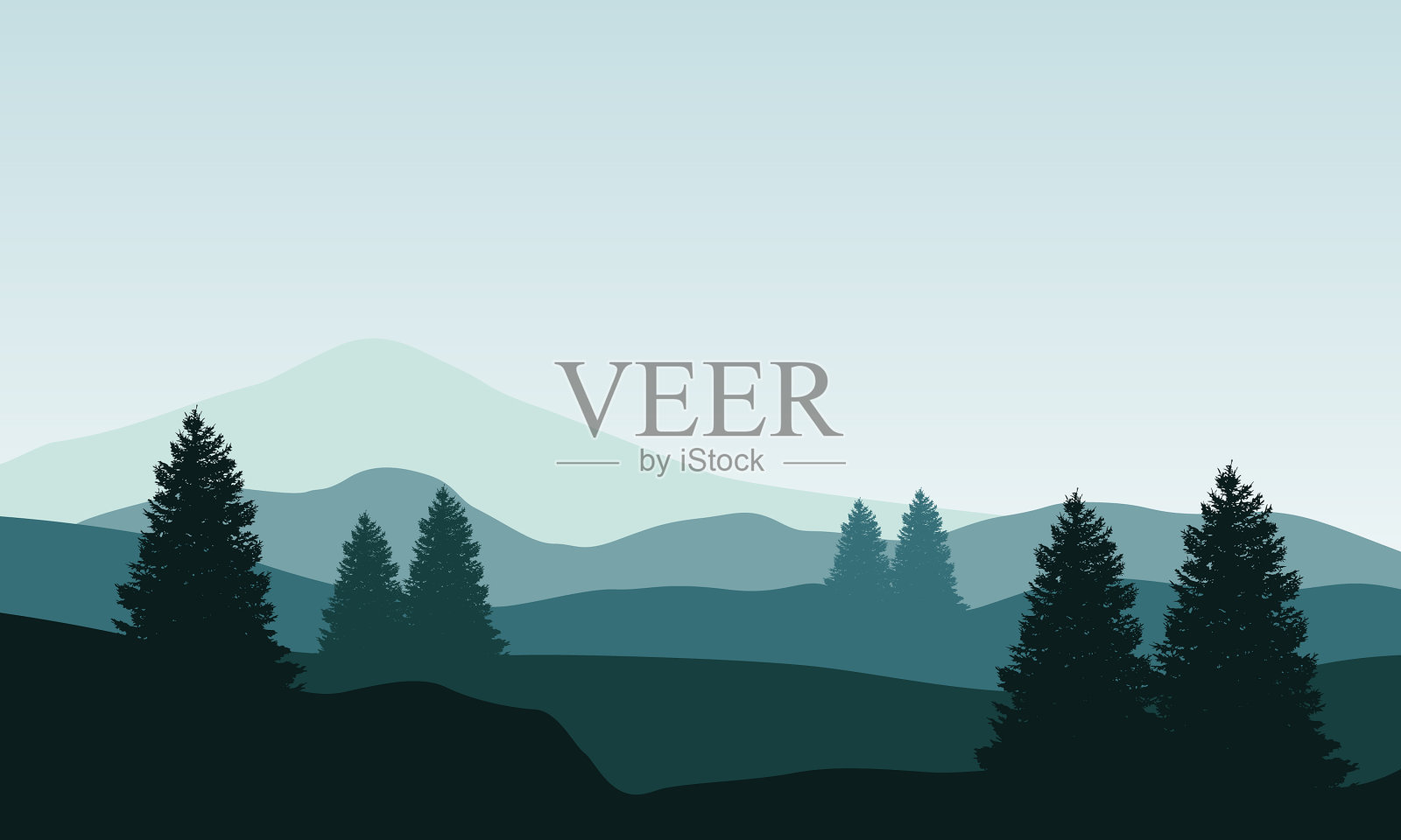 早上在城市边缘非常漂亮的风景插画图片素材