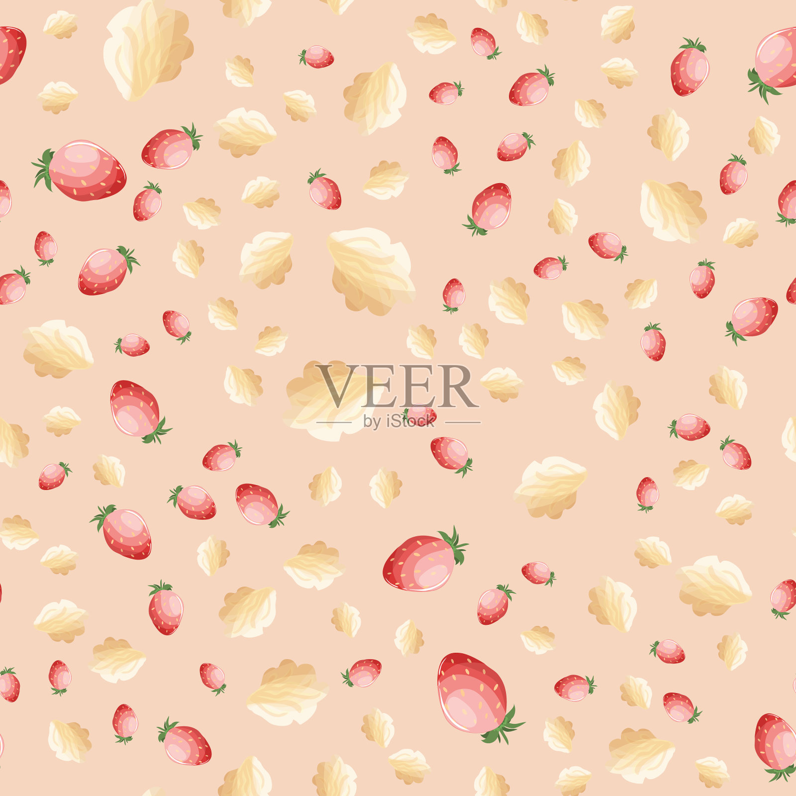无缝图案与草莓和插画图片素材