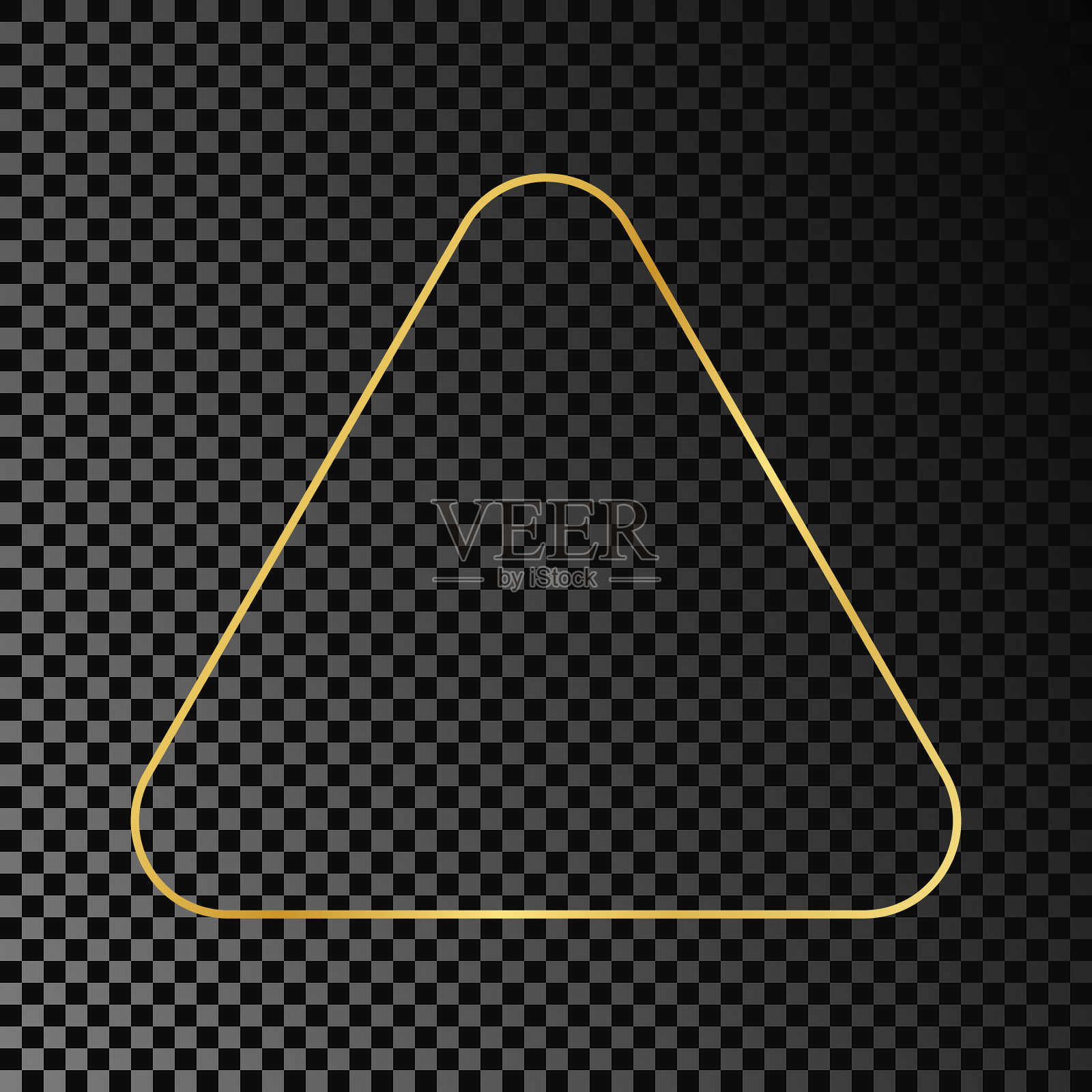 金色发光的圆形三角形框架插画图片素材