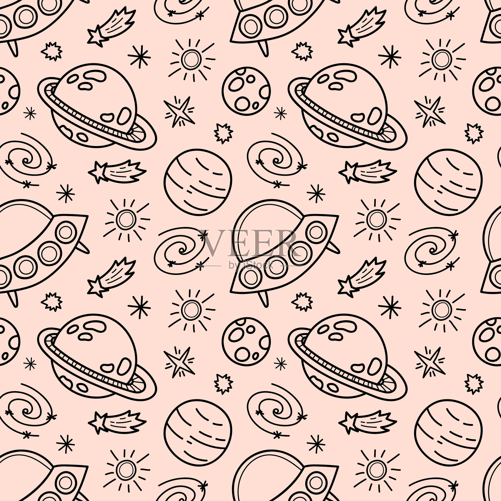 空间黑白混纺无缝图案插画图片素材